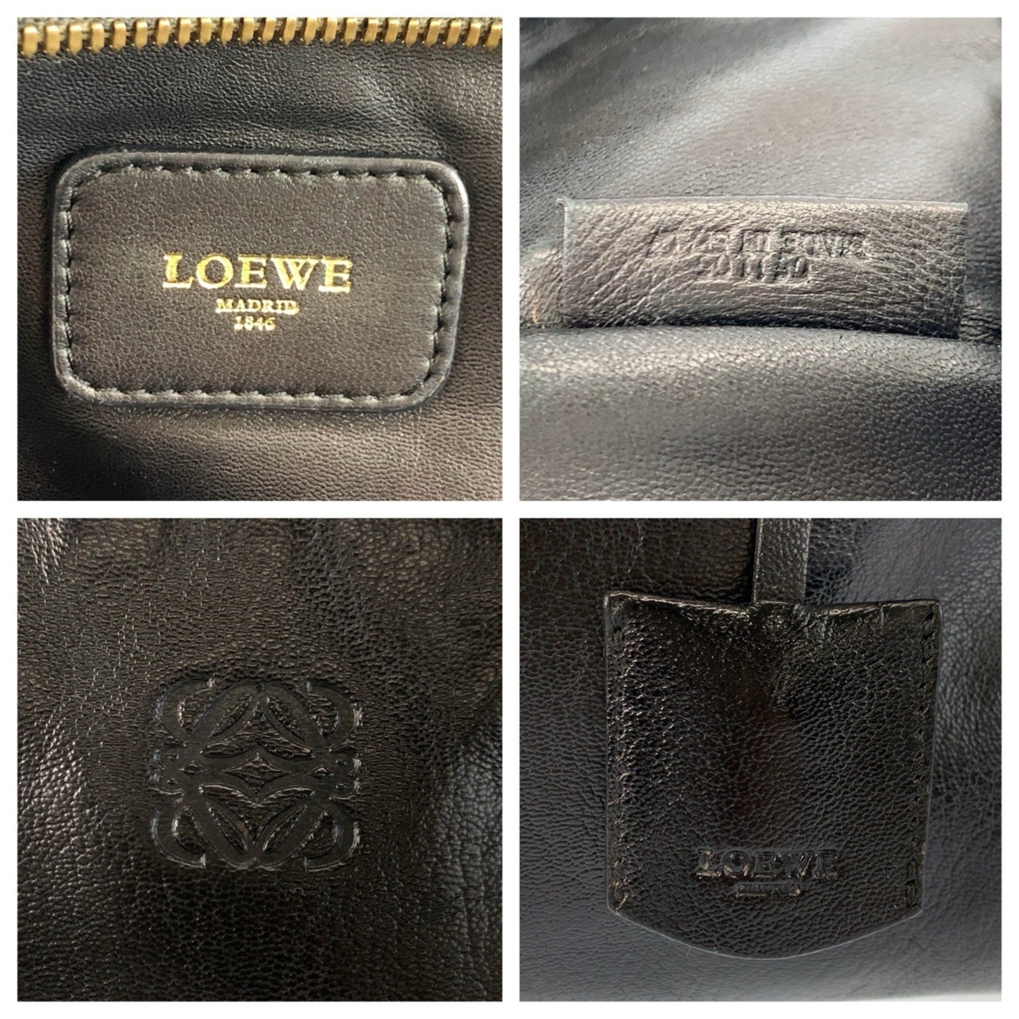 Loewe Black Leather Boston Bag Handbag (Pre-Owned)