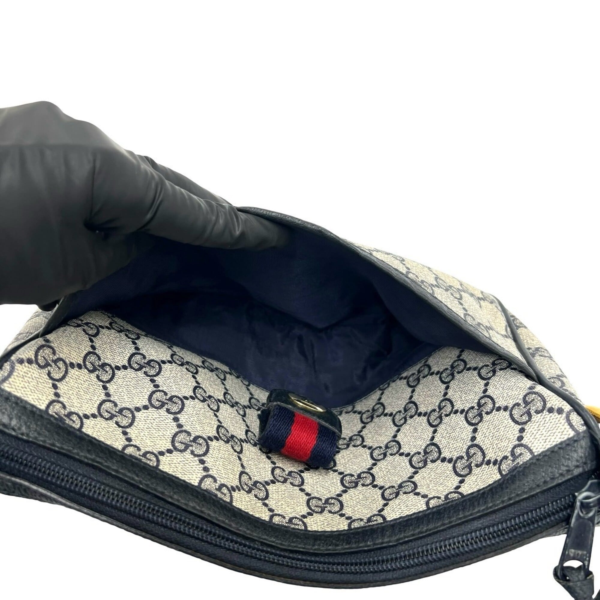 Gucci Navy Red Color Leather Pvc Pochette Shoulder Bag (Pre-Owned)