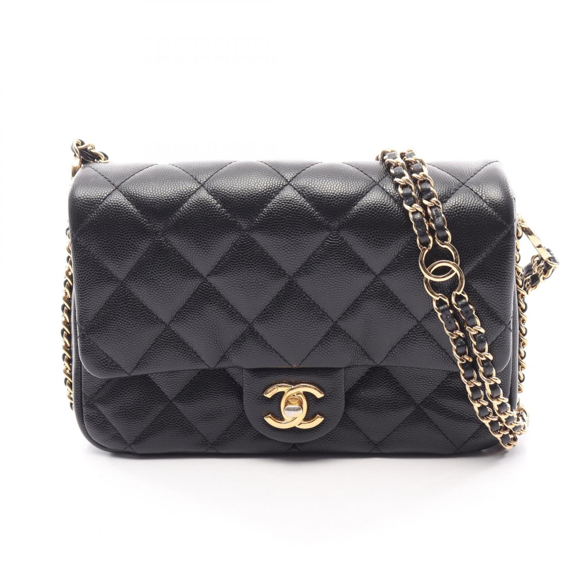 Chanel Black Grained Calfskin Handbag Shoulder Bag (Pre-Owned)