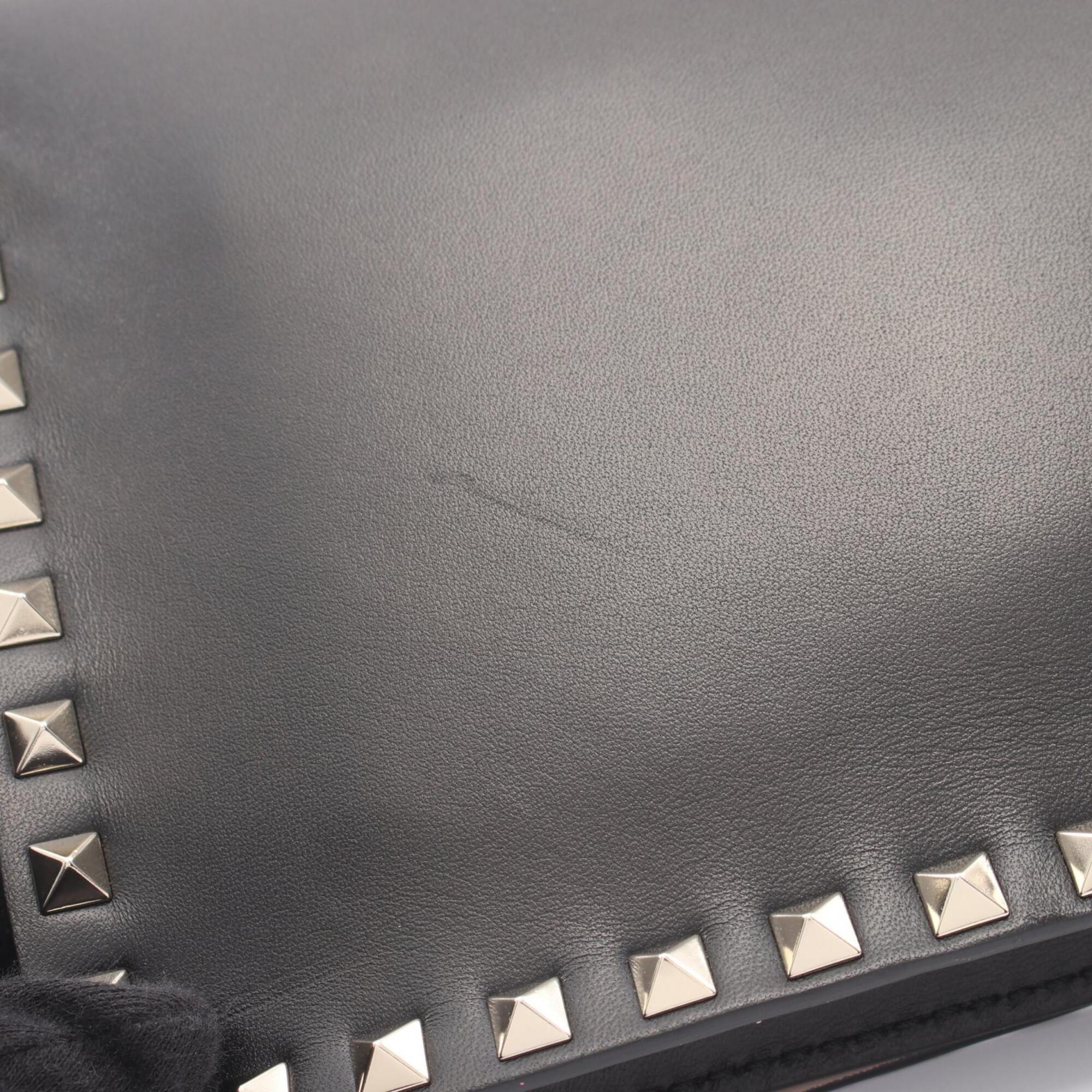Valentino Black Leather Clutch Bag (Pre-Owned)