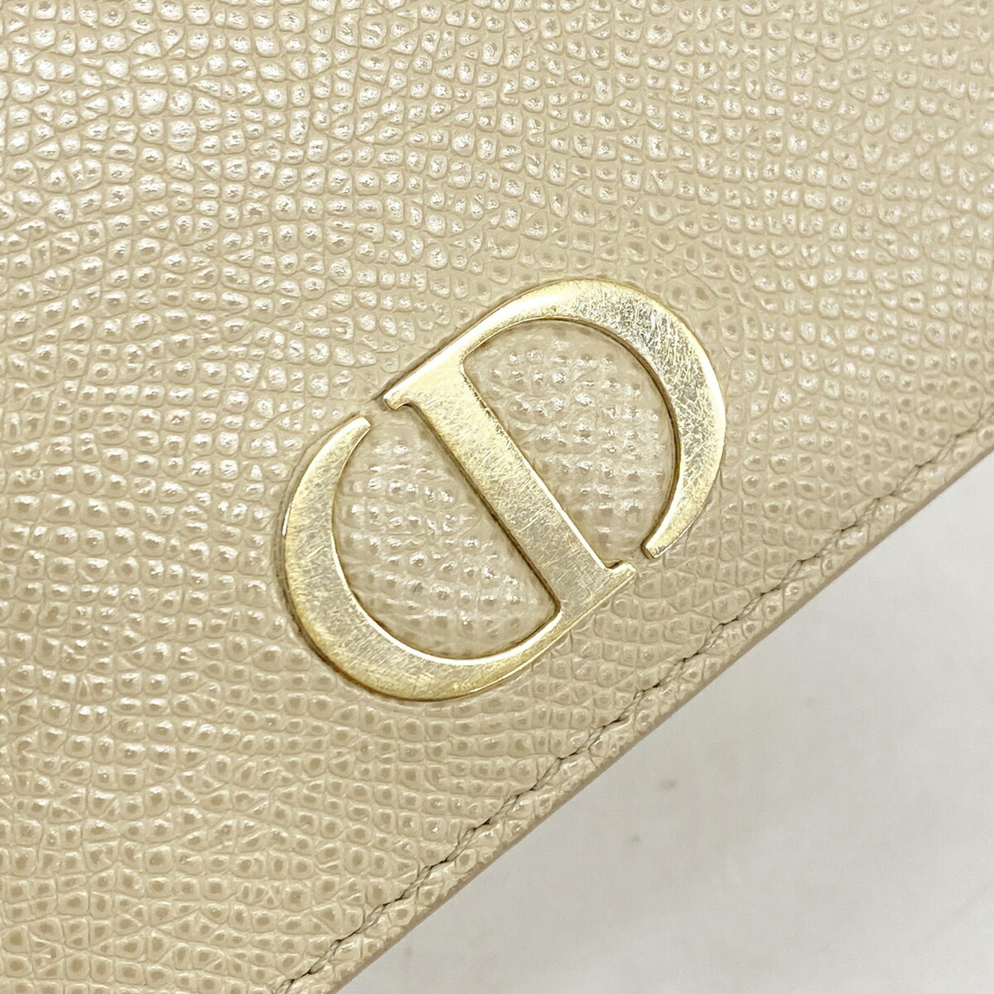 Christian Dior Beige Leather Wallet (Tri-Fold) (Pre-Owned)