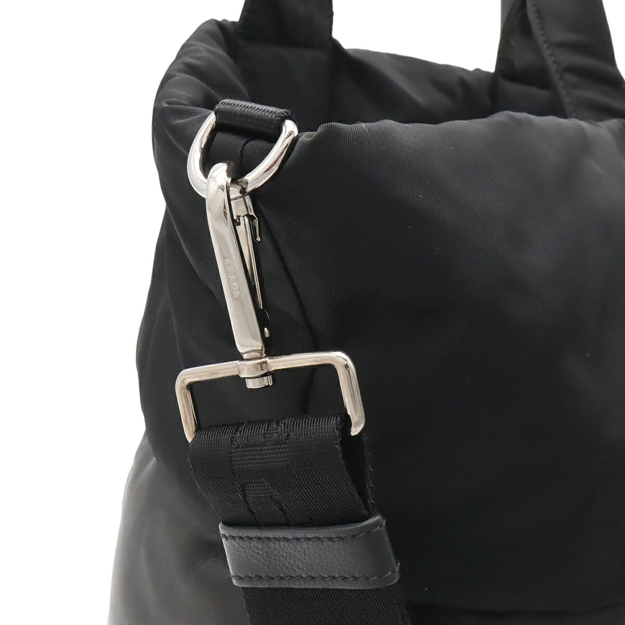 Prada Black Nero Nylon Leather Shoulder Bag Tote Bag (Pre-Owned)