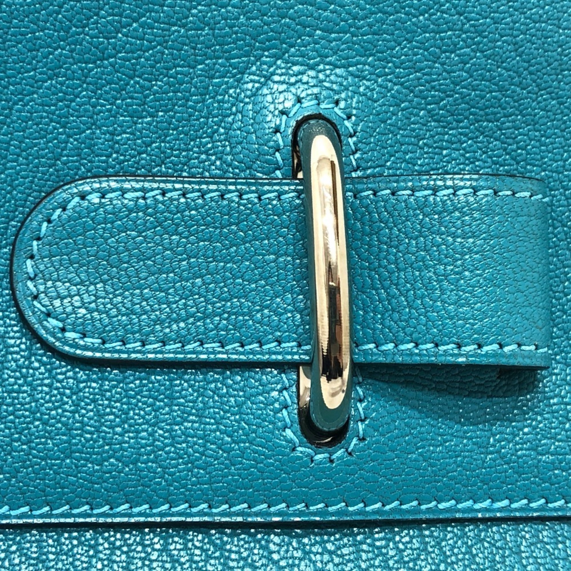 Hermes Blue Jean Chevre Myzore Leather Clutch Bag Pouch (Pre-Owned)