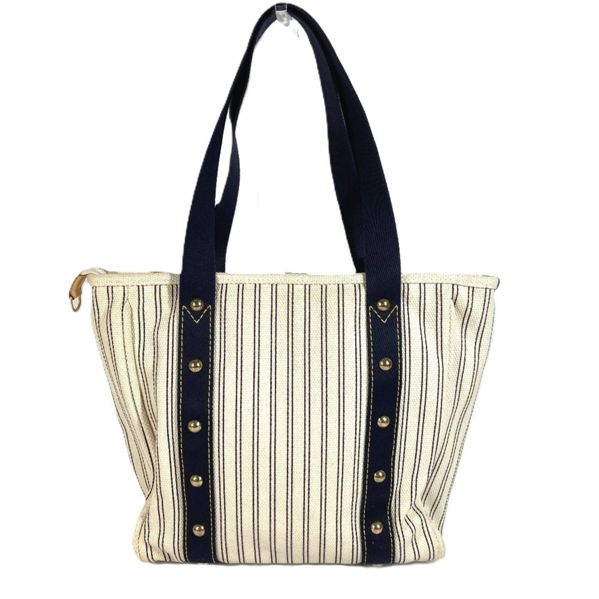 Louis Vuitton Navy White Canvas Shoulder Bag Tote Bag (Pre-Owned)