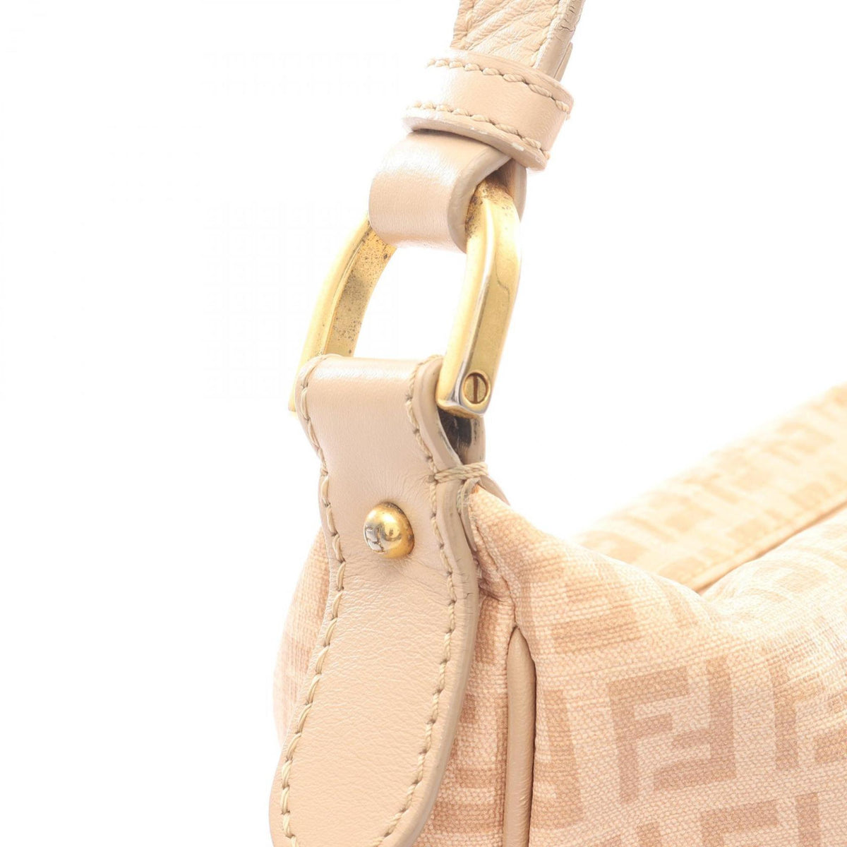 Fendi Beige Coated Canvas Leather Shoulder Bag (Pre-Owned)