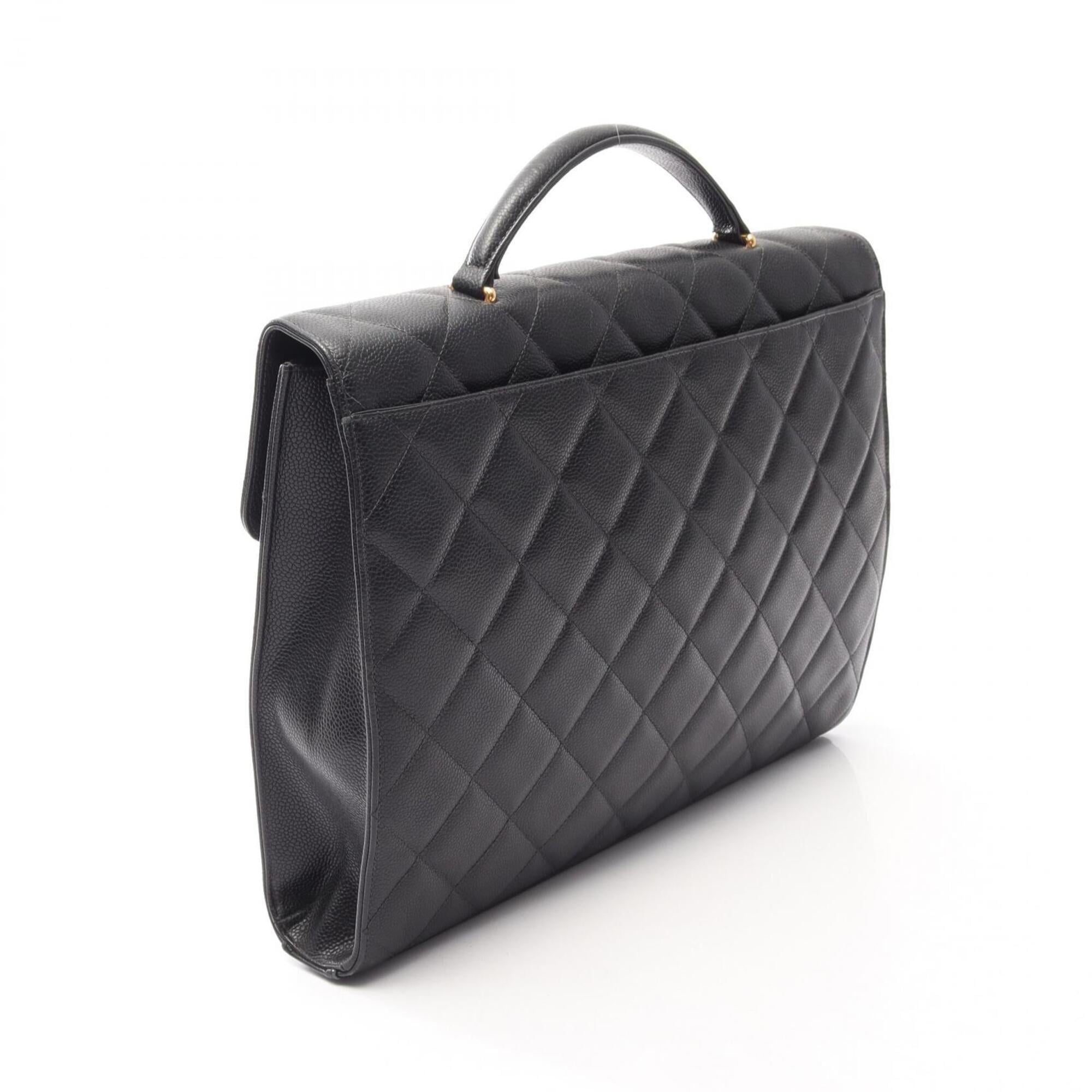 Chanel Black Grained Calfskin Briefcase Handbag (Pre-Owned)