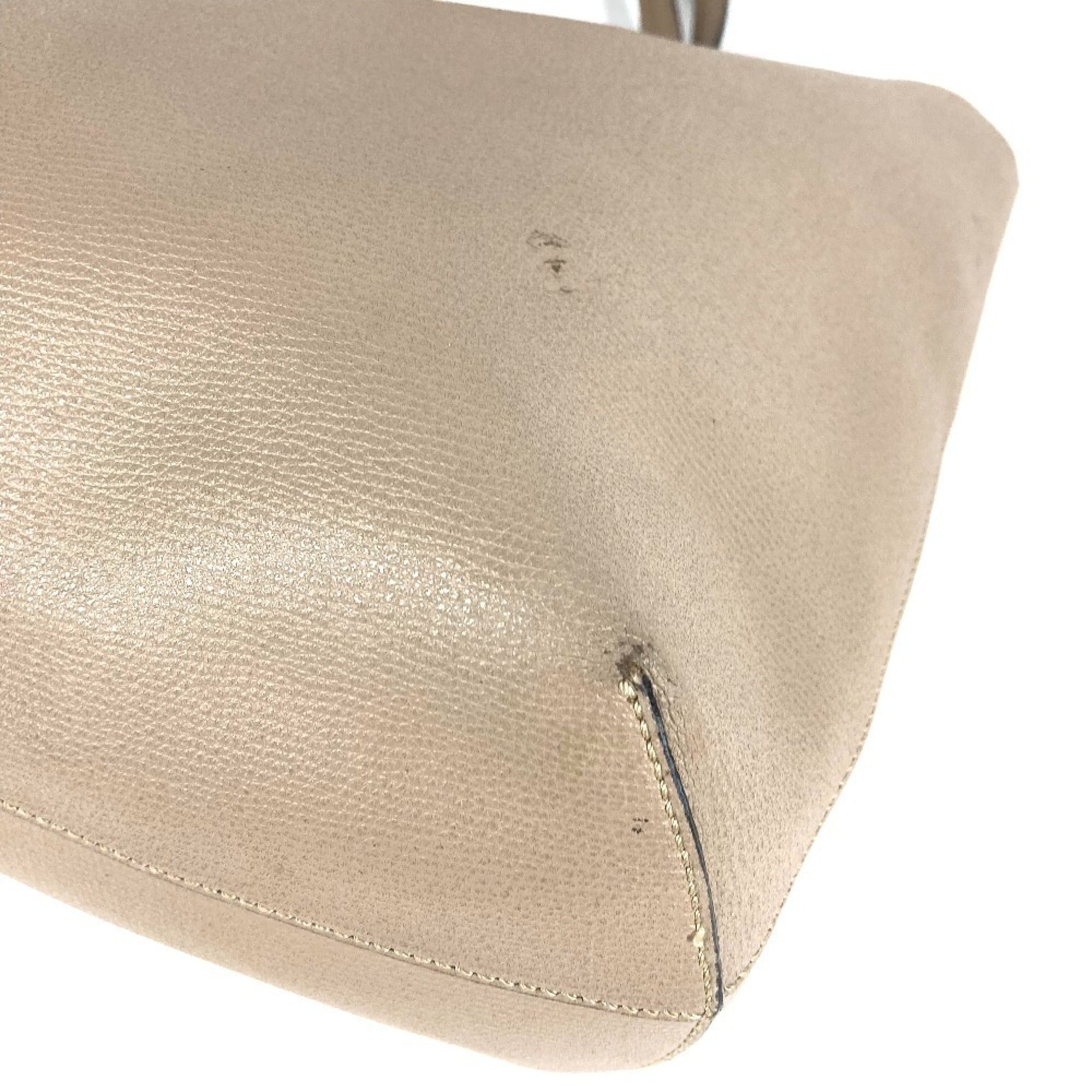 Fendi Beige Leather Handbag Shoulder Bag Tote Bag (Pre-Owned)