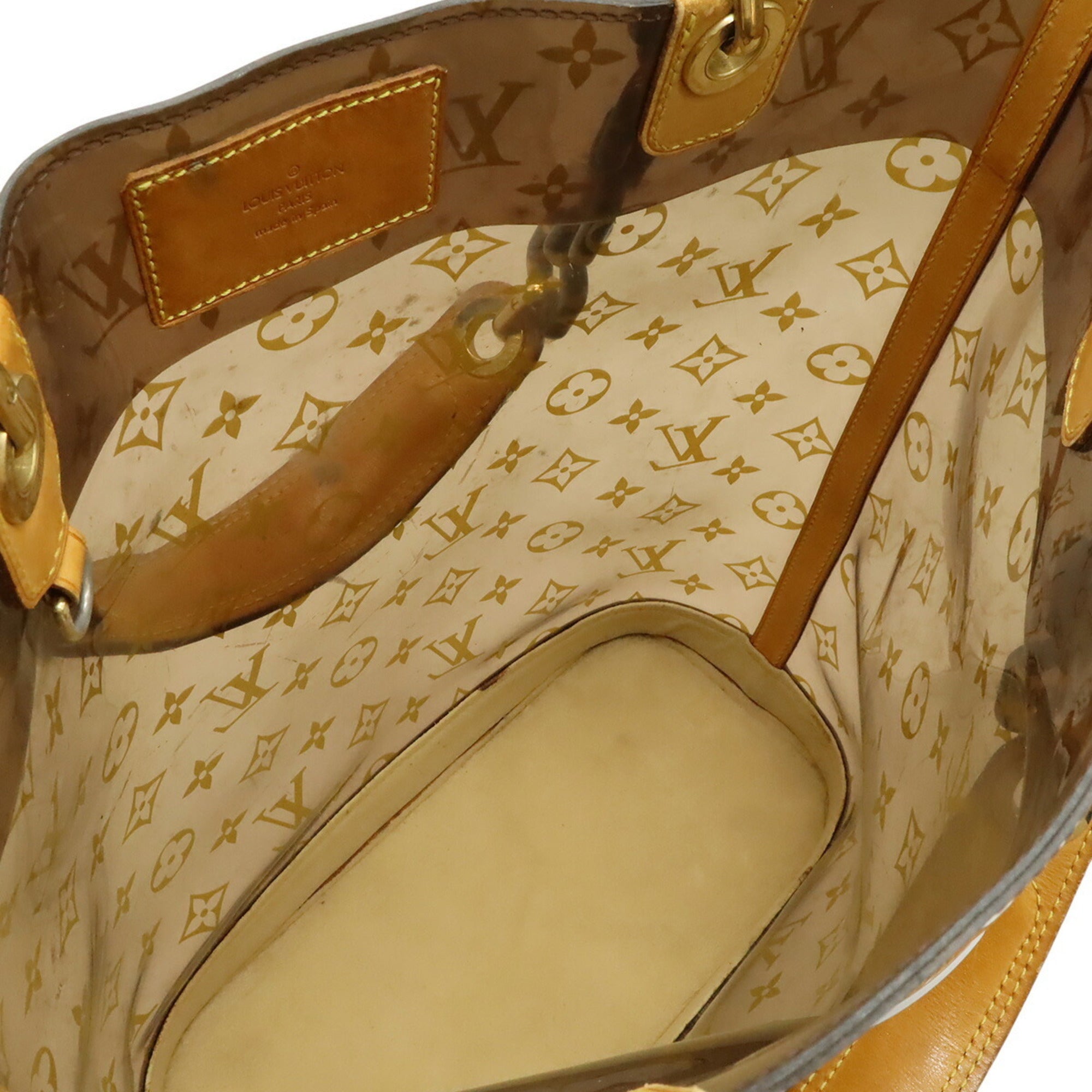 Louis Vuitton Brown Leather Vinyl Pouch Tote Bag (Pre-Owned)