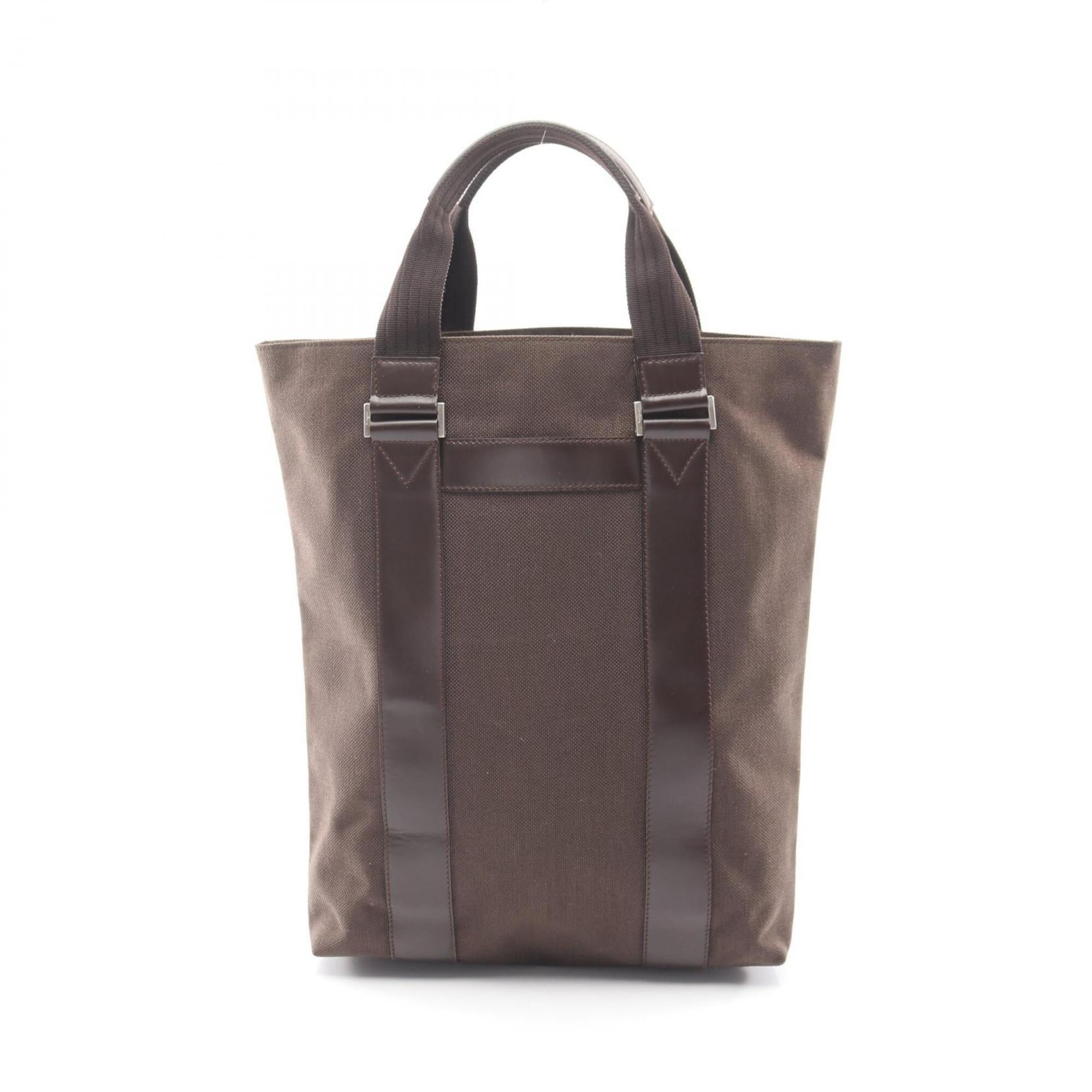 Salvatore Ferragamo Brown Canvas Leather Handbag Tote Bag (Pre-Owned)
