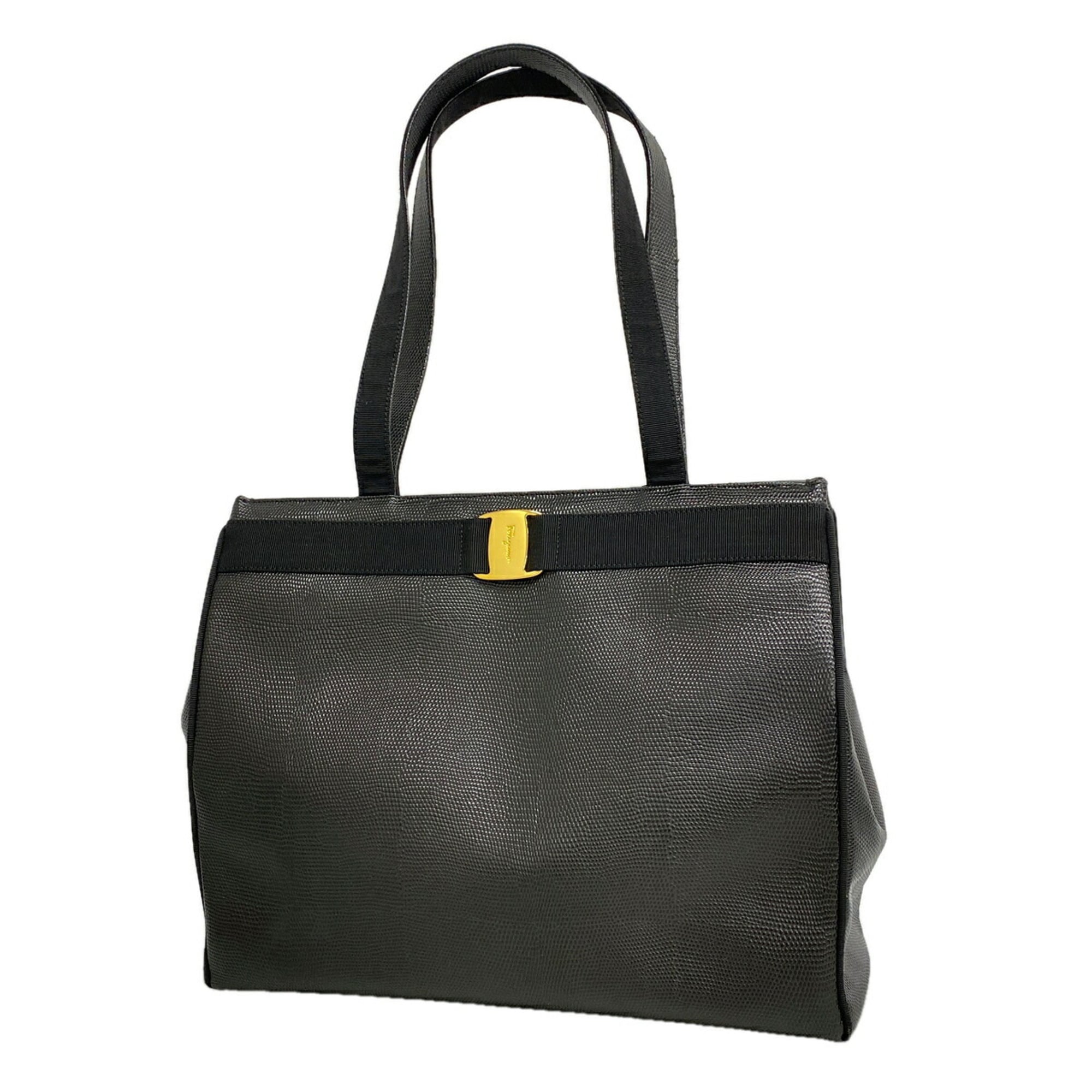 Salvatore Ferragamo Black Leather Tote Bag (Pre-Owned)