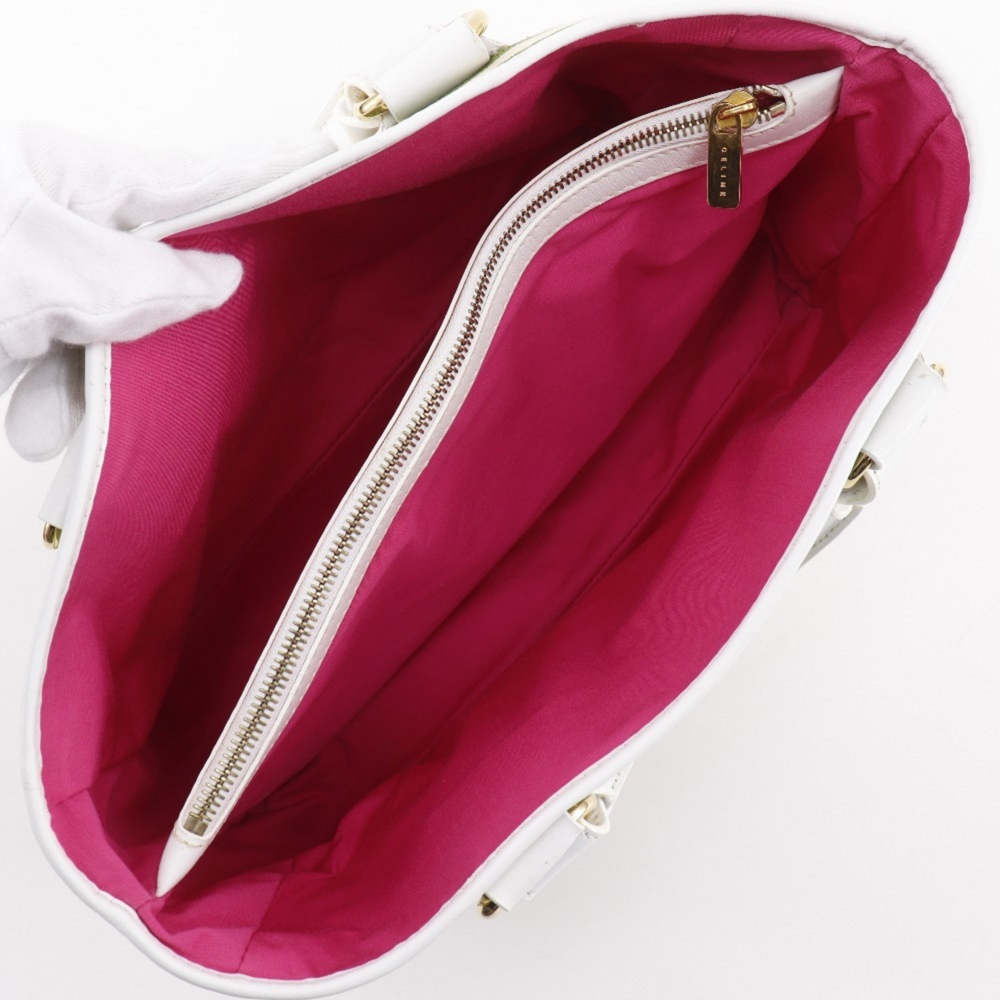 Celine Boogie White Canvas Handbag (Pre-Owned)