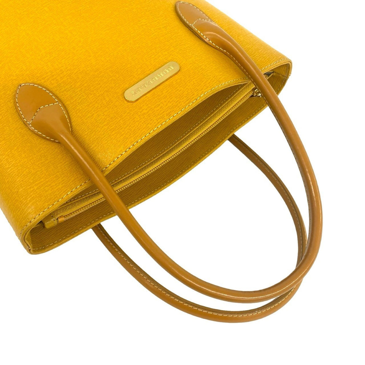 Burberry Yellow Leather Handbag Tote Bag (Pre-Owned)
