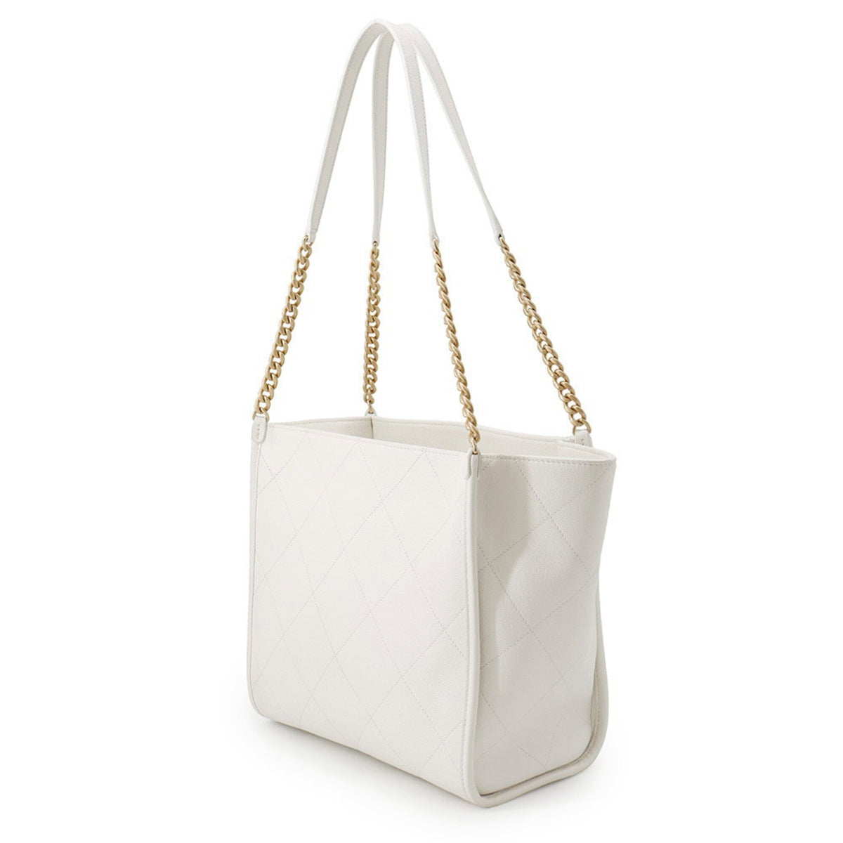 Chanel White Grained Calfskin Shoulder Bag Tote Bag (Pre-Owned)