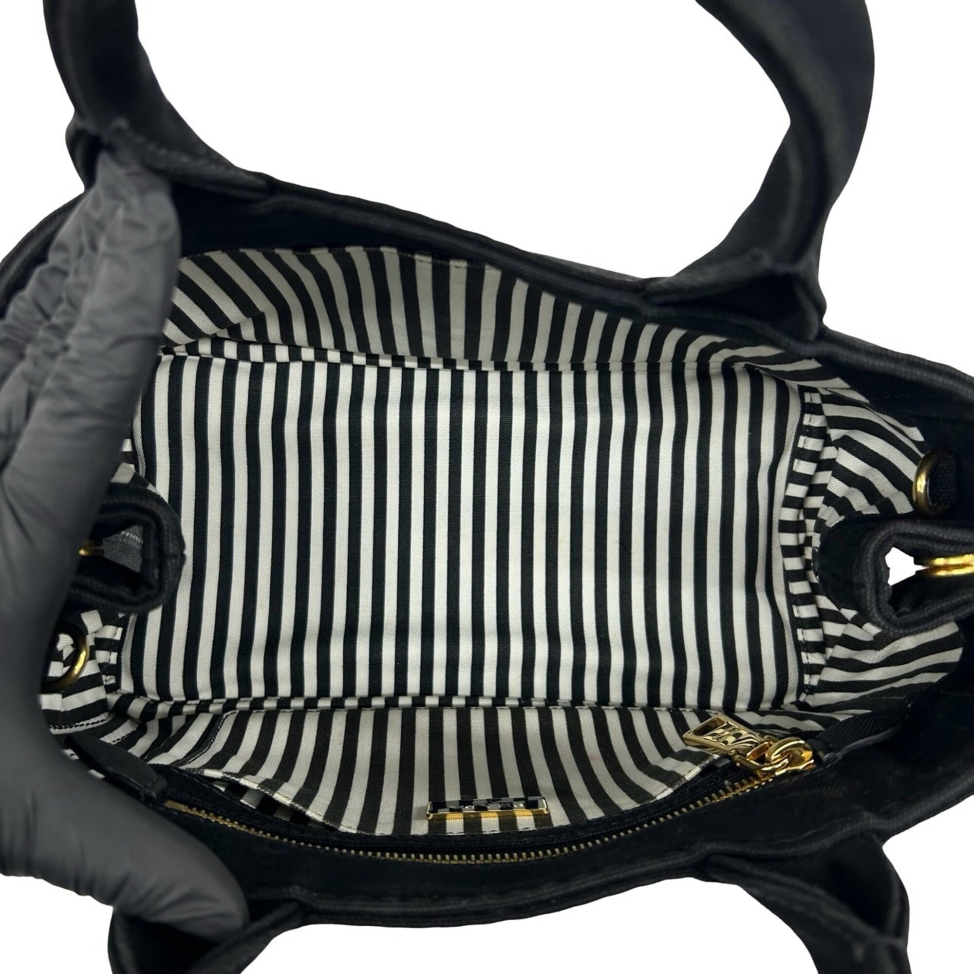 Prada Black Canvas Handbag Shoulder Bag Tote Bag (Pre-Owned)
