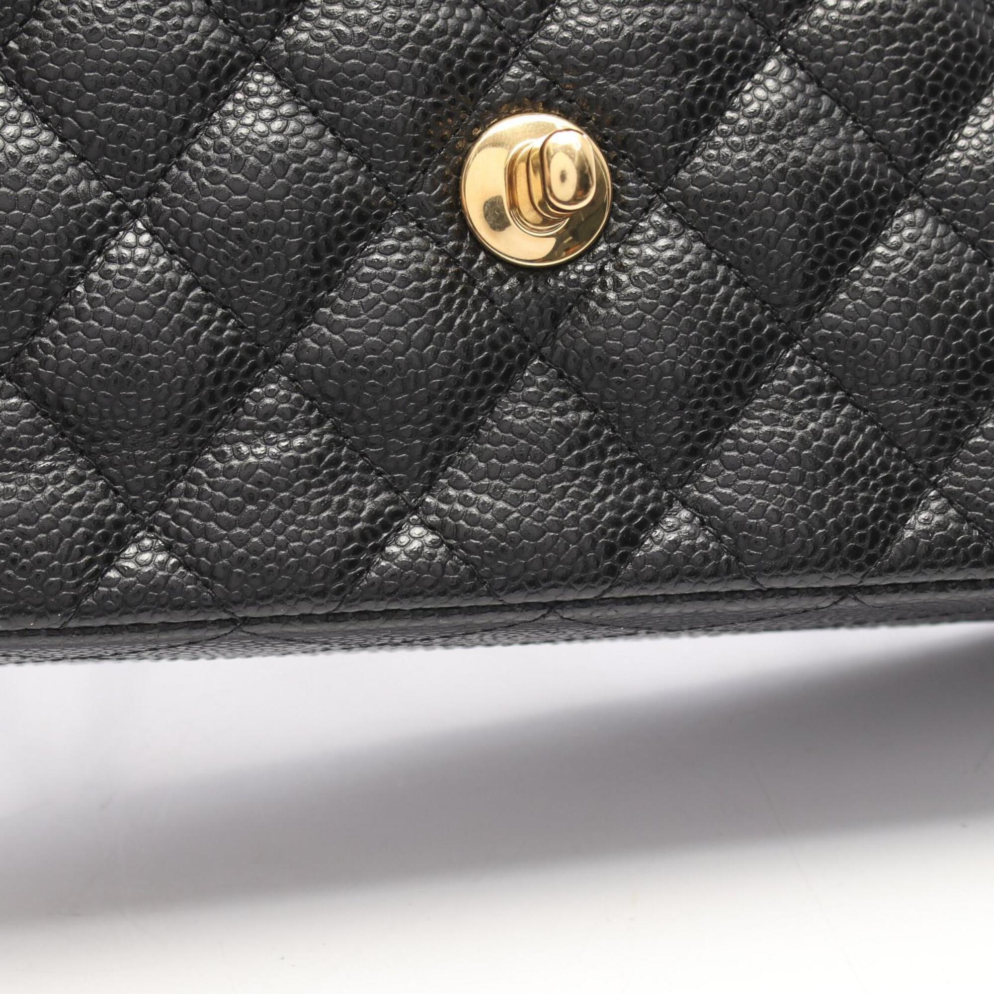 Chanel Black Leather Handbag Shoulder Bag (Pre-Owned)