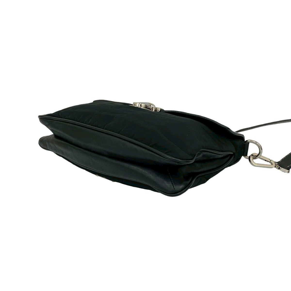 Prada Black Leather Nylon Pochette Shoulder Bag (Pre-Owned)