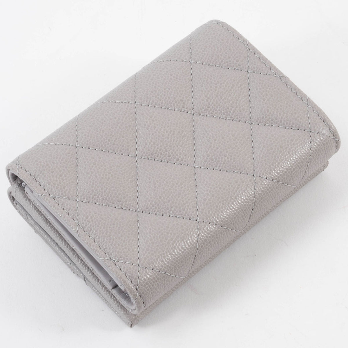 Chanel Grayish Leather Wallet (Tri-Fold) (Pre-Owned)