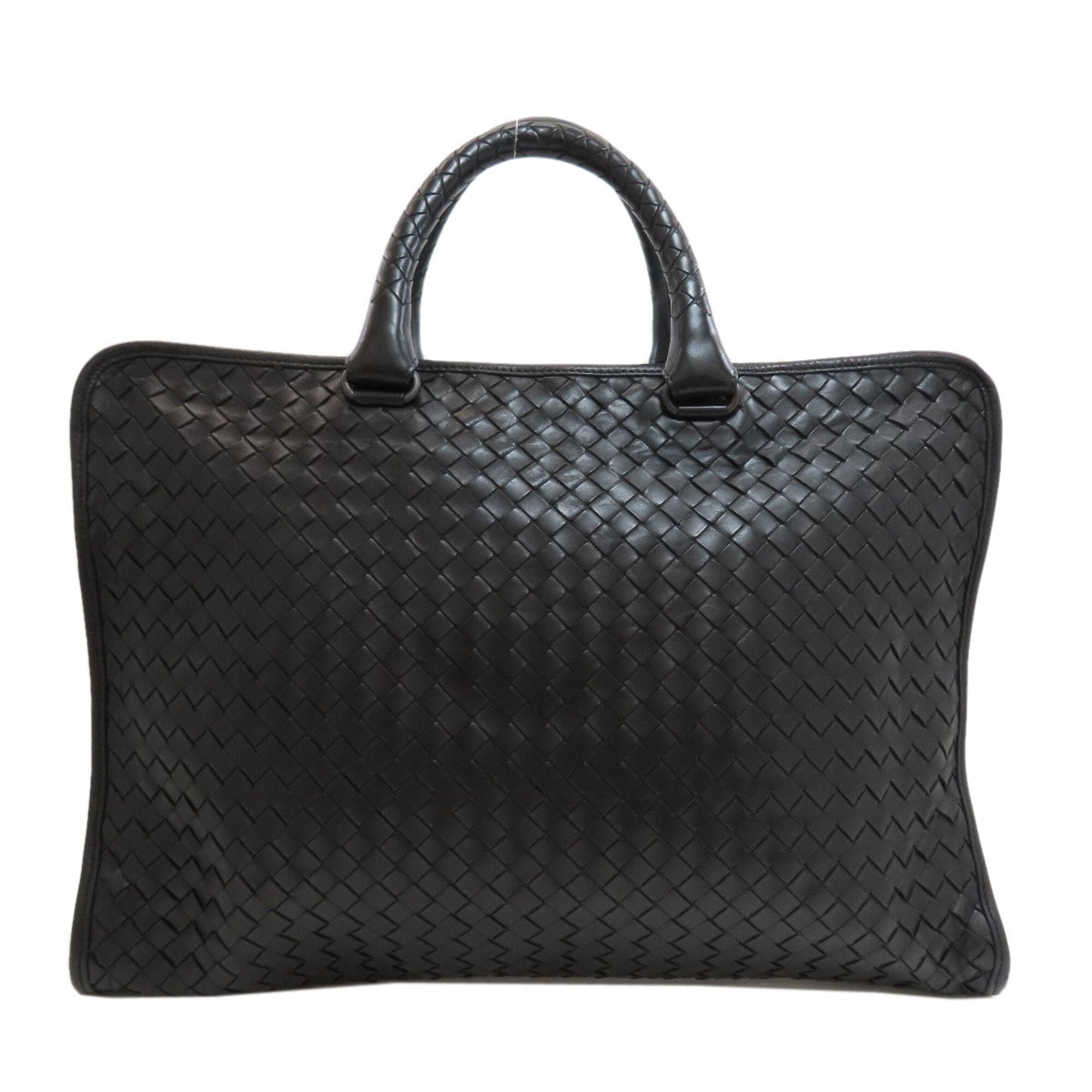 Bottega Veneta Intrecciato Black Leather Briefcase (Pre-Owned)