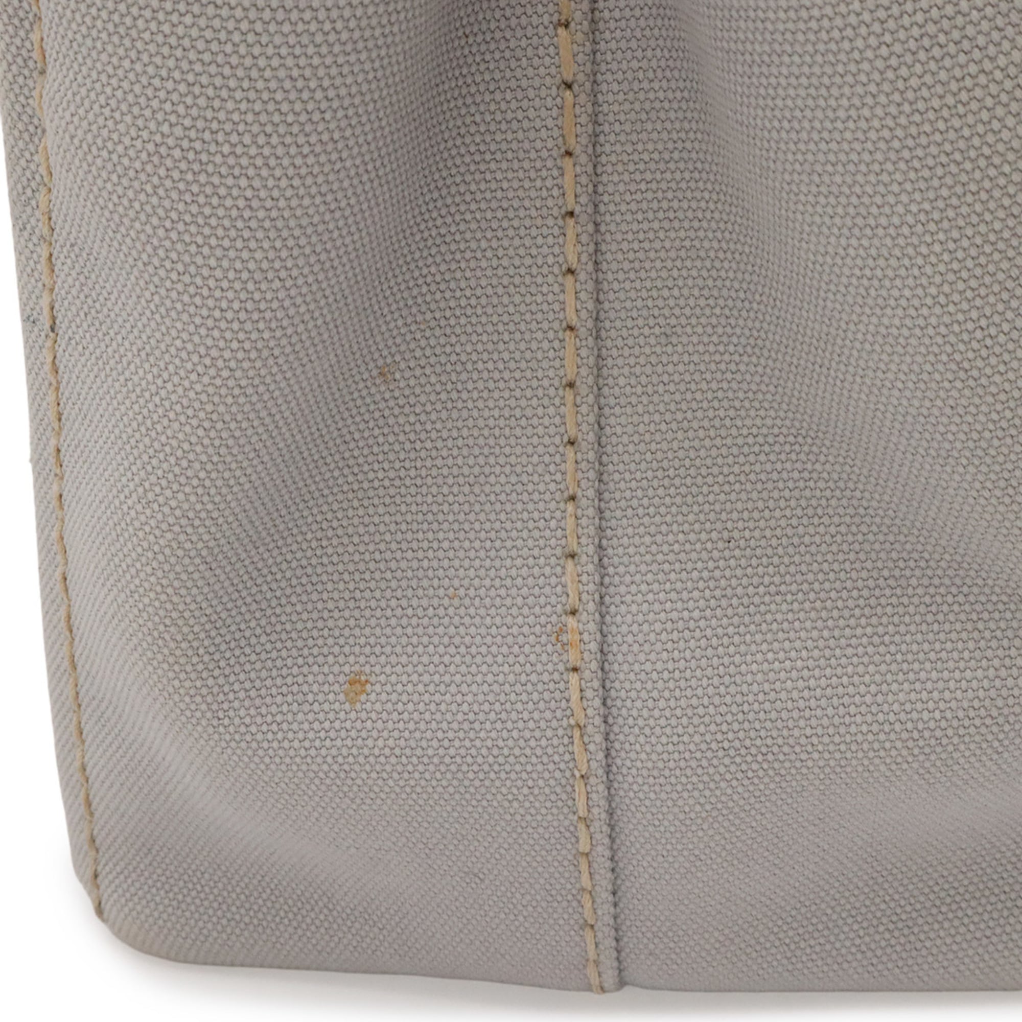 Prada Canapa Light Gray Canvas Handbag Shoulder Bag Tote Bag (Pre-Owned)