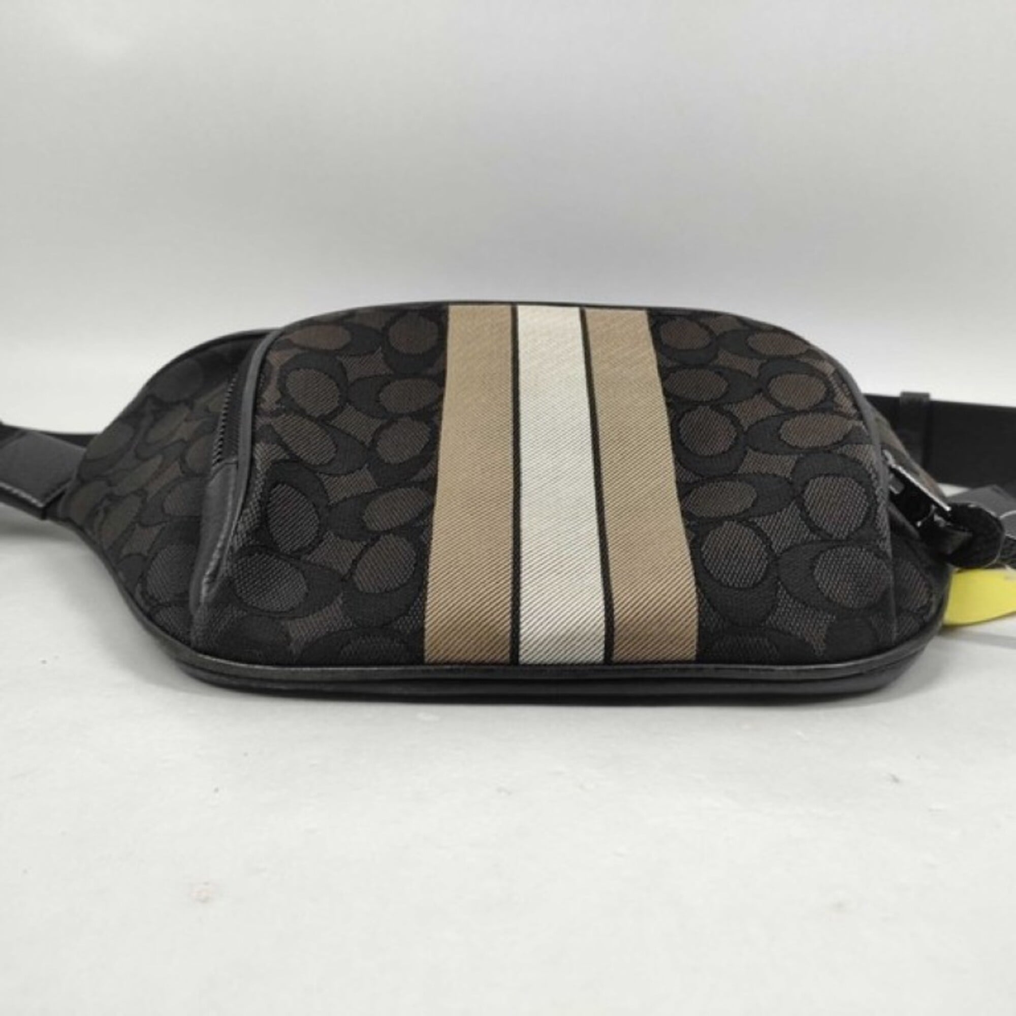Coach Signature Black Canvas Leather Sling Bag (Pre-Owned)