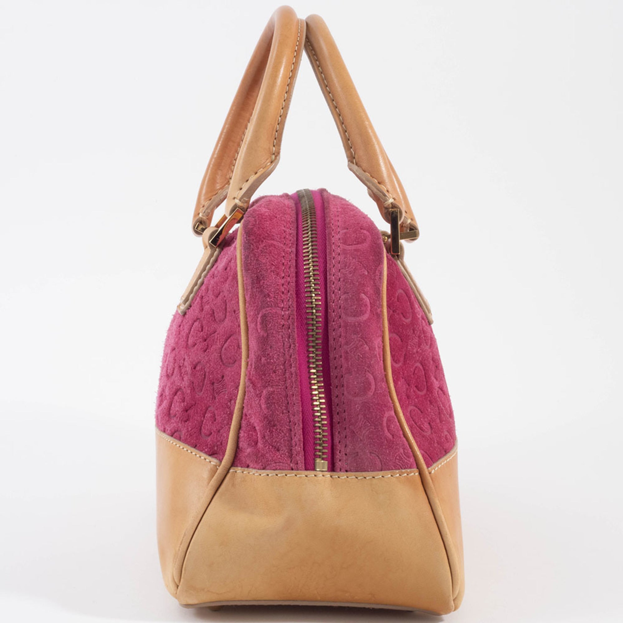 Celine Macadam Camel Purple Suede Leather Handbag (Pre-Owned)