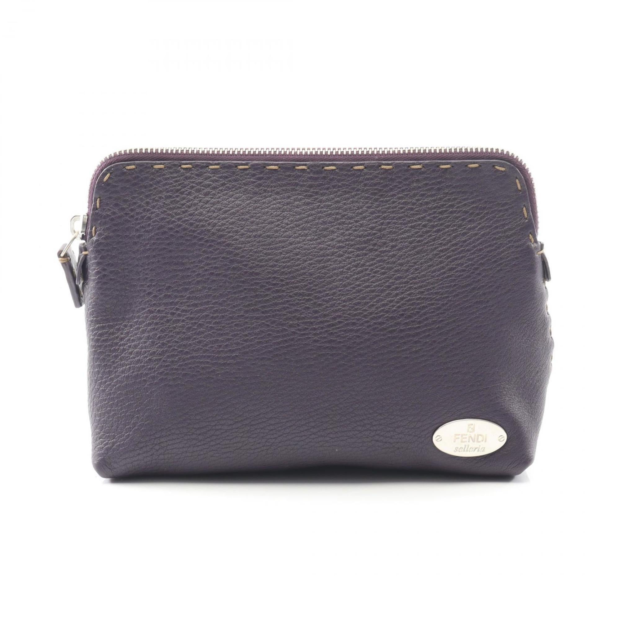Fendi Purple Leather Pouch (Pre-Owned)