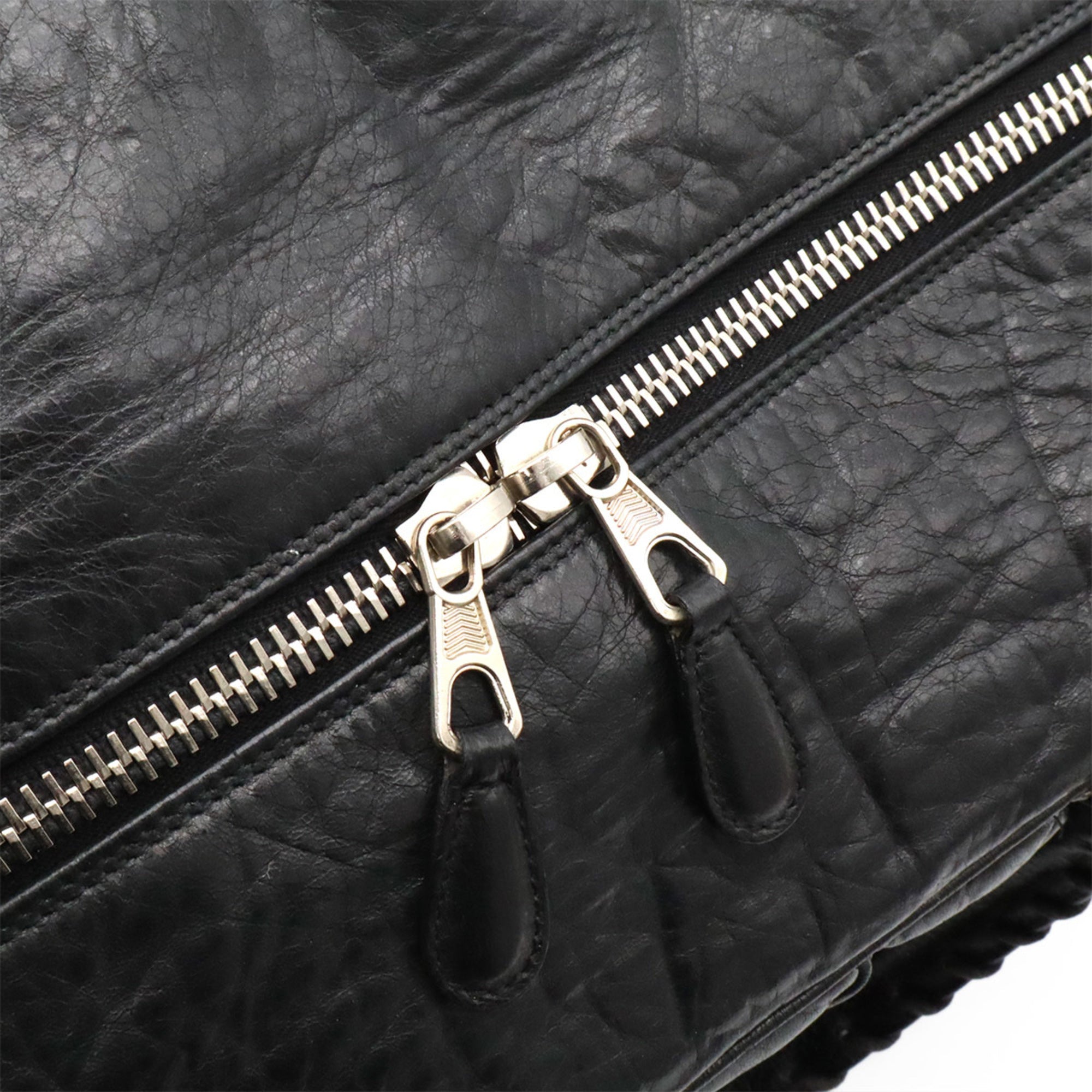 Balenciaga Black Leather Boston Bag Handbag (Pre-Owned)