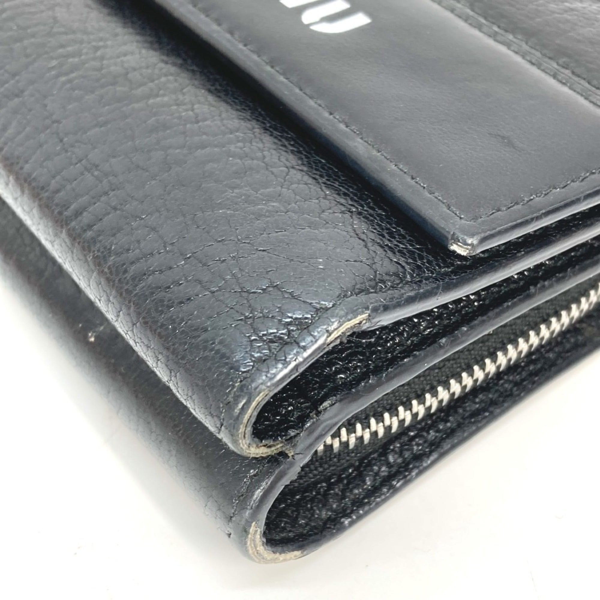 Miu Miu Black White Leather Wallet (Tri-Fold) (Pre-Owned)