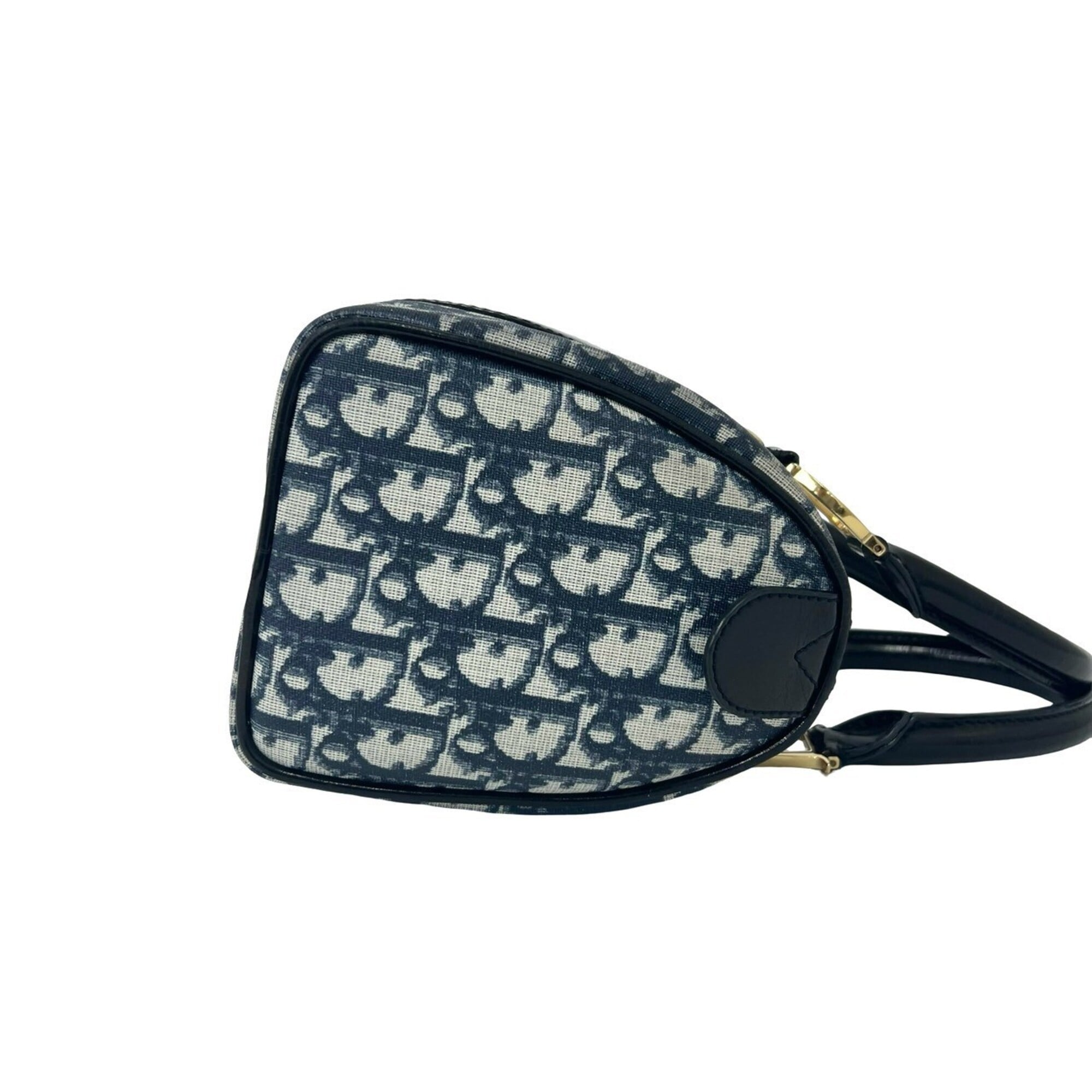 Christian Dior Black Navy Leather Pvc Boston Bag Handbag (Pre-Owned)