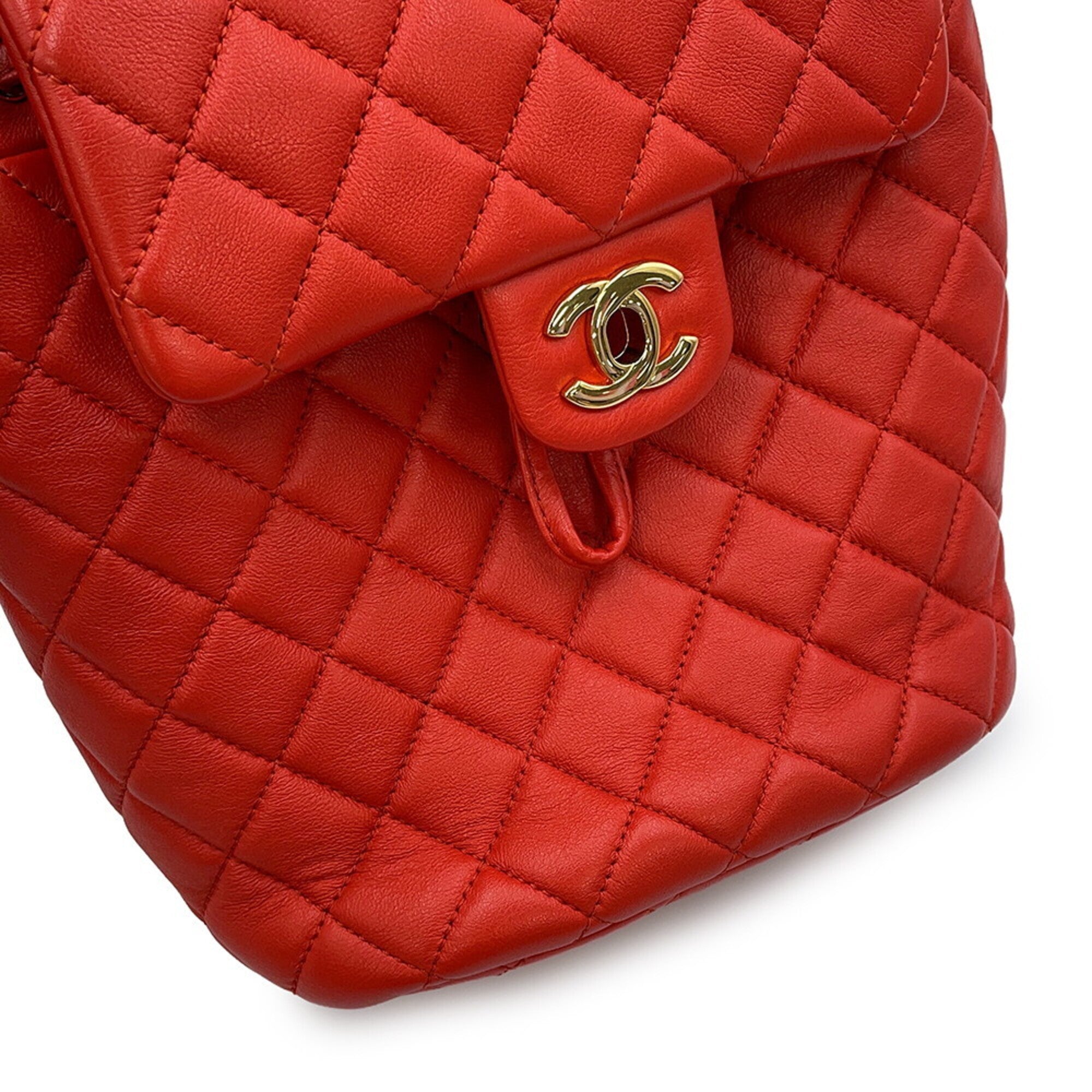 Chanel Dark Orange Leather Backpack Handbag (Pre-Owned)