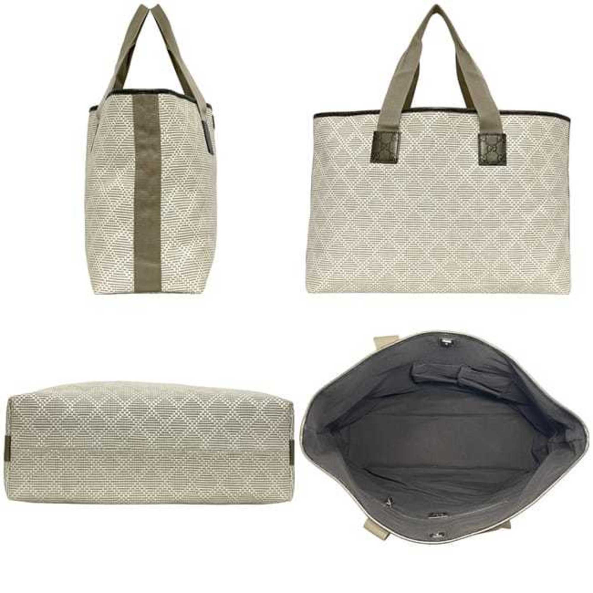 Gucci Beige White Pvc Leather Tote Bag (Pre-Owned)