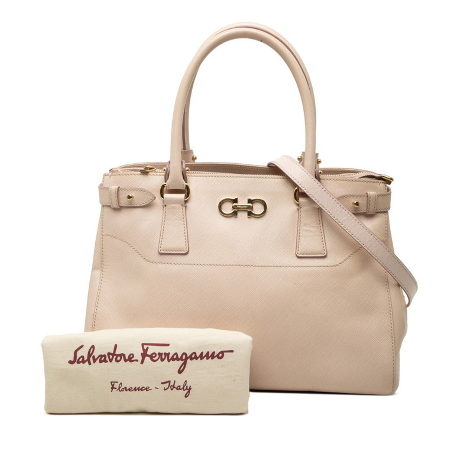 Salvatore Ferragamo Pink Leather Handbag Shoulder Bag (Pre-Owned)
