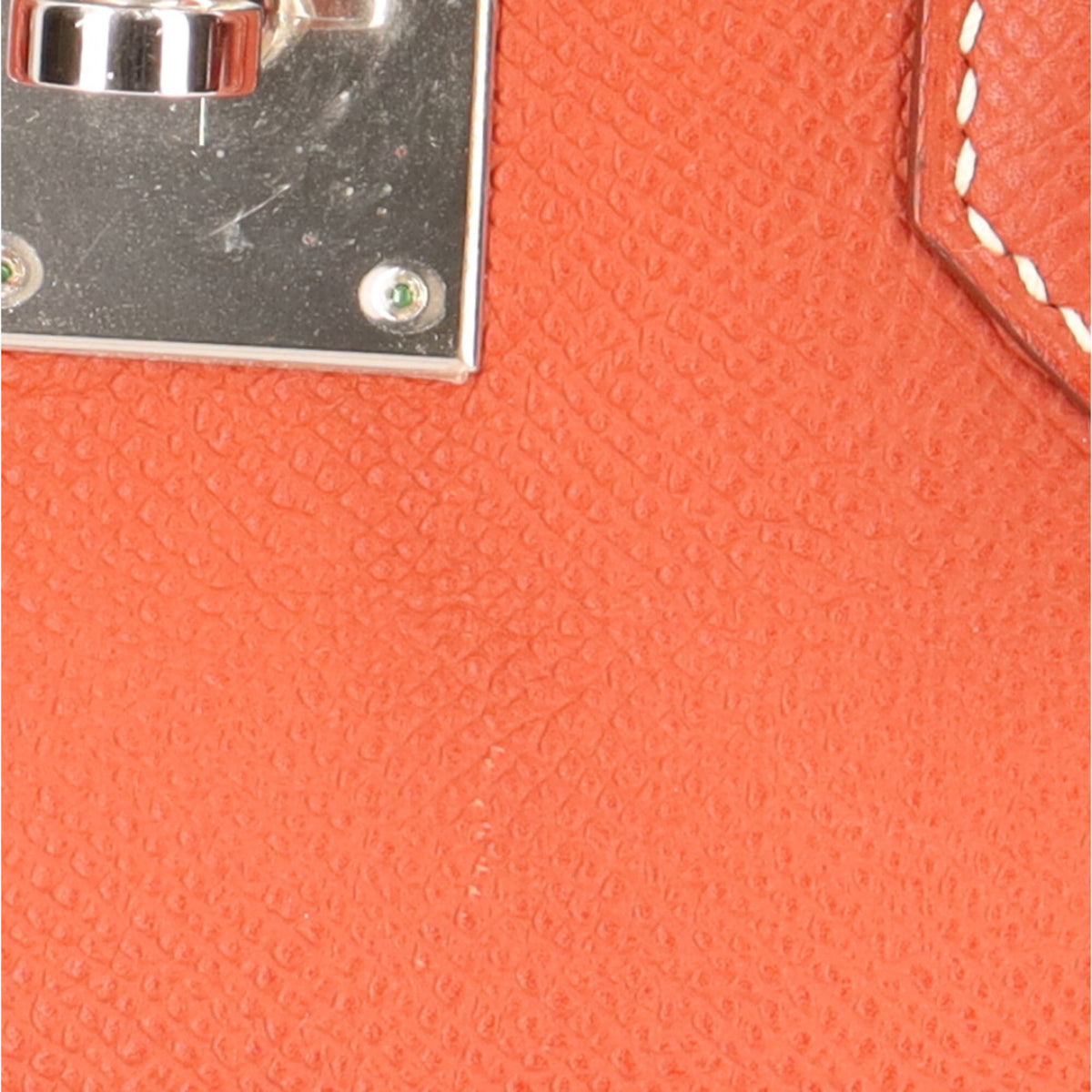 Hermes Orange Sanguine White Epsom Leather Handbag (Pre-Owned)