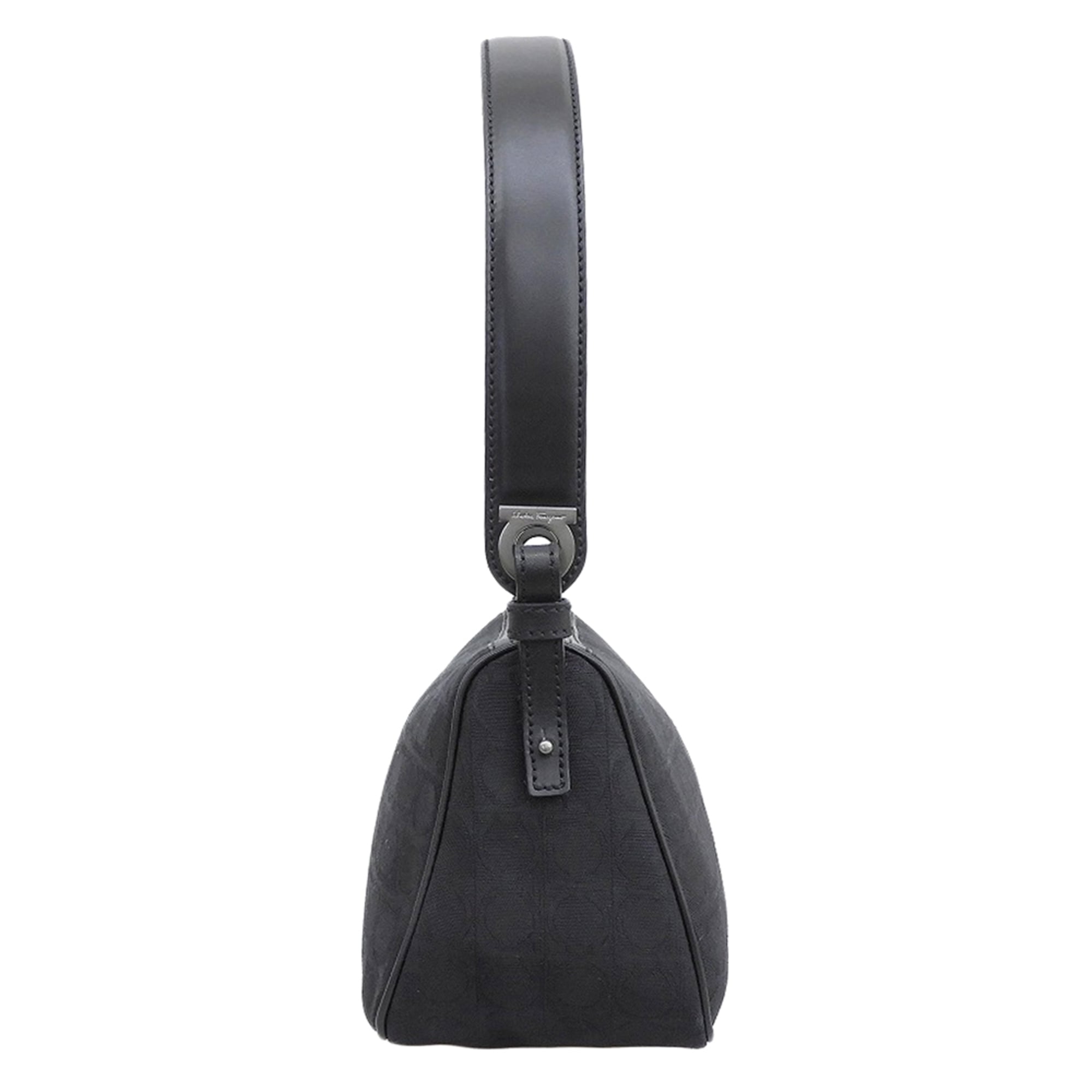 Salvatore Ferragamo Black Canvas Shoulder Bag (Pre-Owned)
