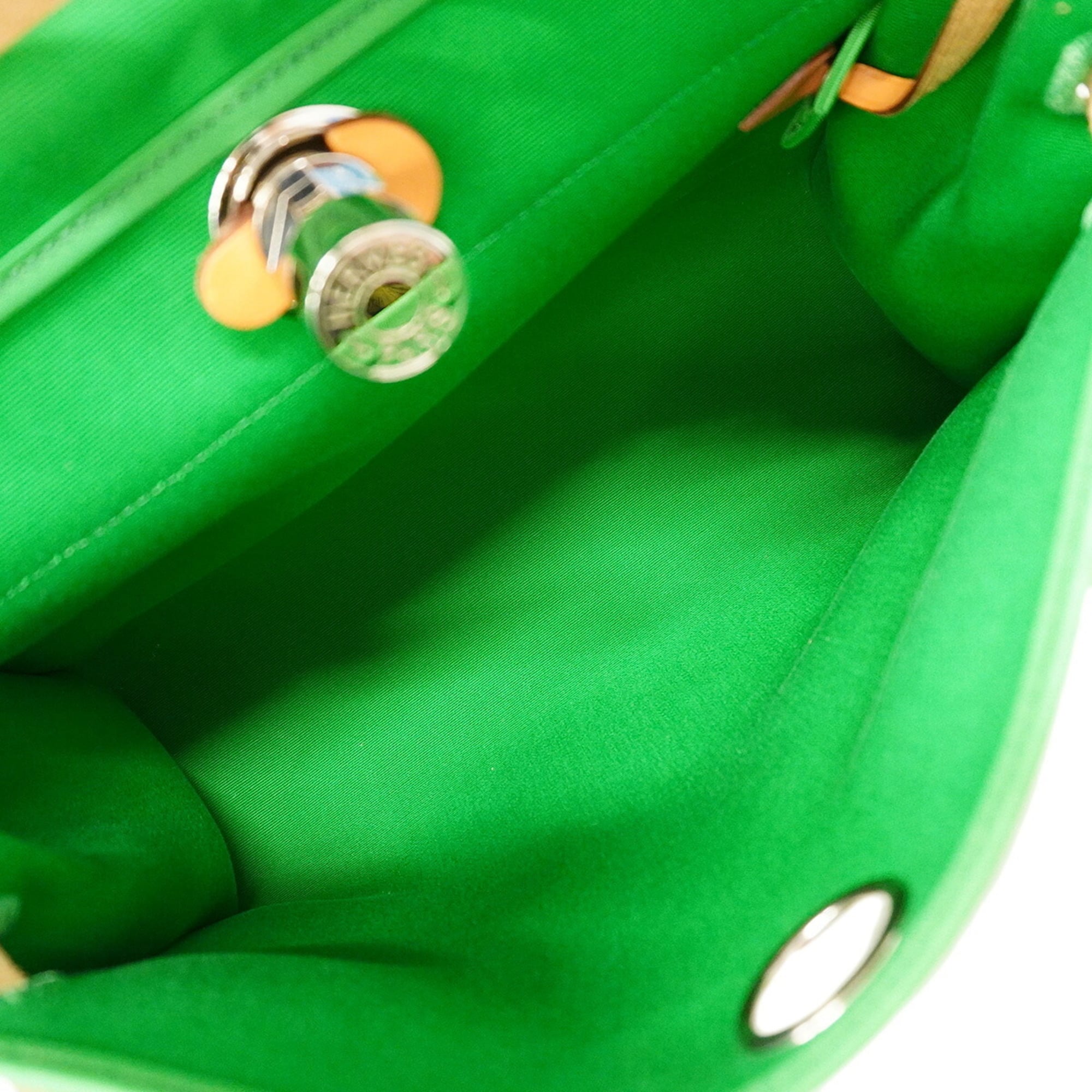 Hermes Bambou Natural Toile Officier Handbag (Pre-Owned)