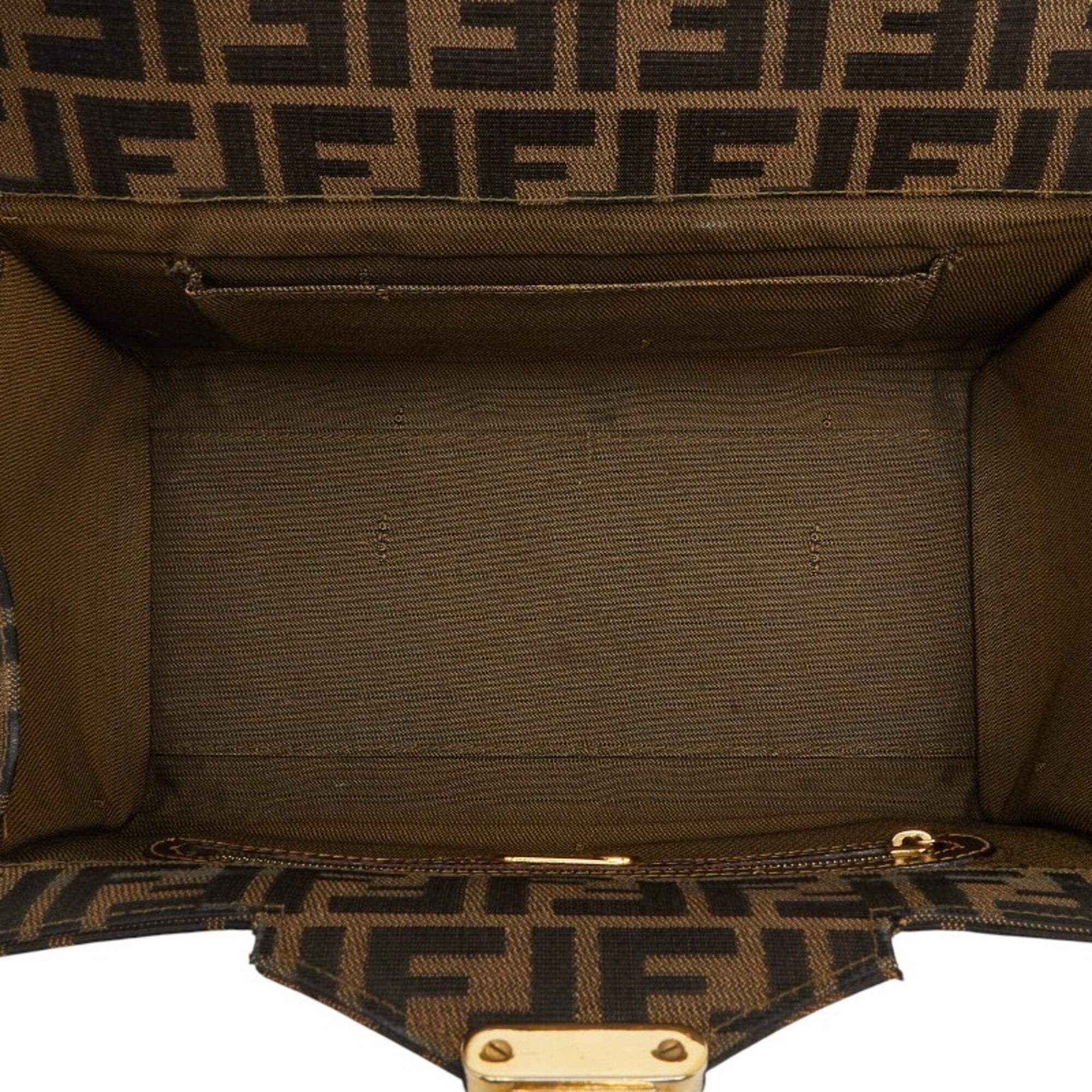 Fendi Brown Canvas Leather Handbag Shoulder Bag (Pre-Owned)