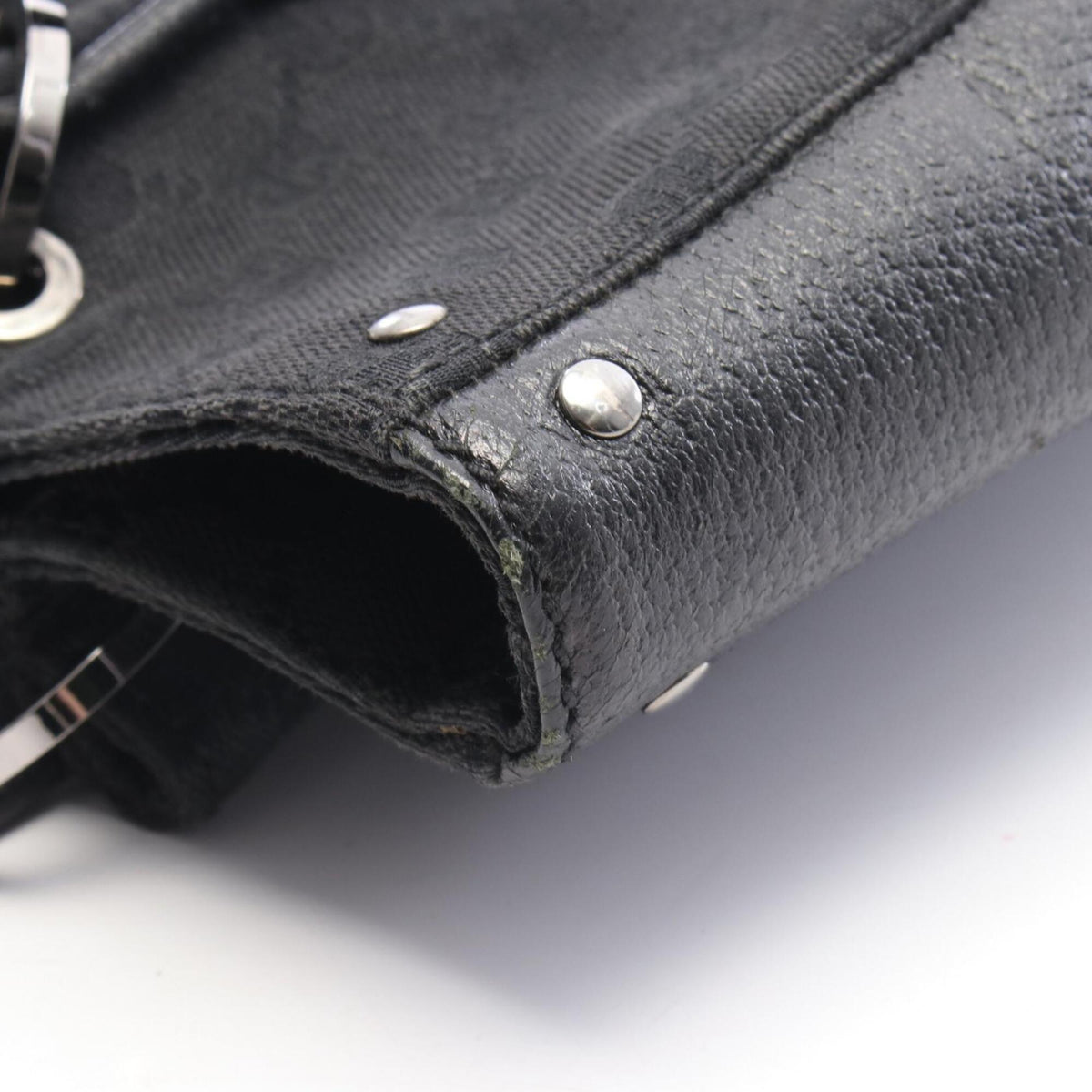 Gucci Gg Canvas Black Gg Canvas Leather Handbag Tote Bag (Pre-Owned)