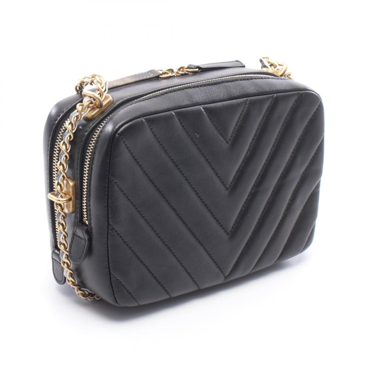 Chanel Black Leather Handbag Shoulder Bag (Pre-Owned)