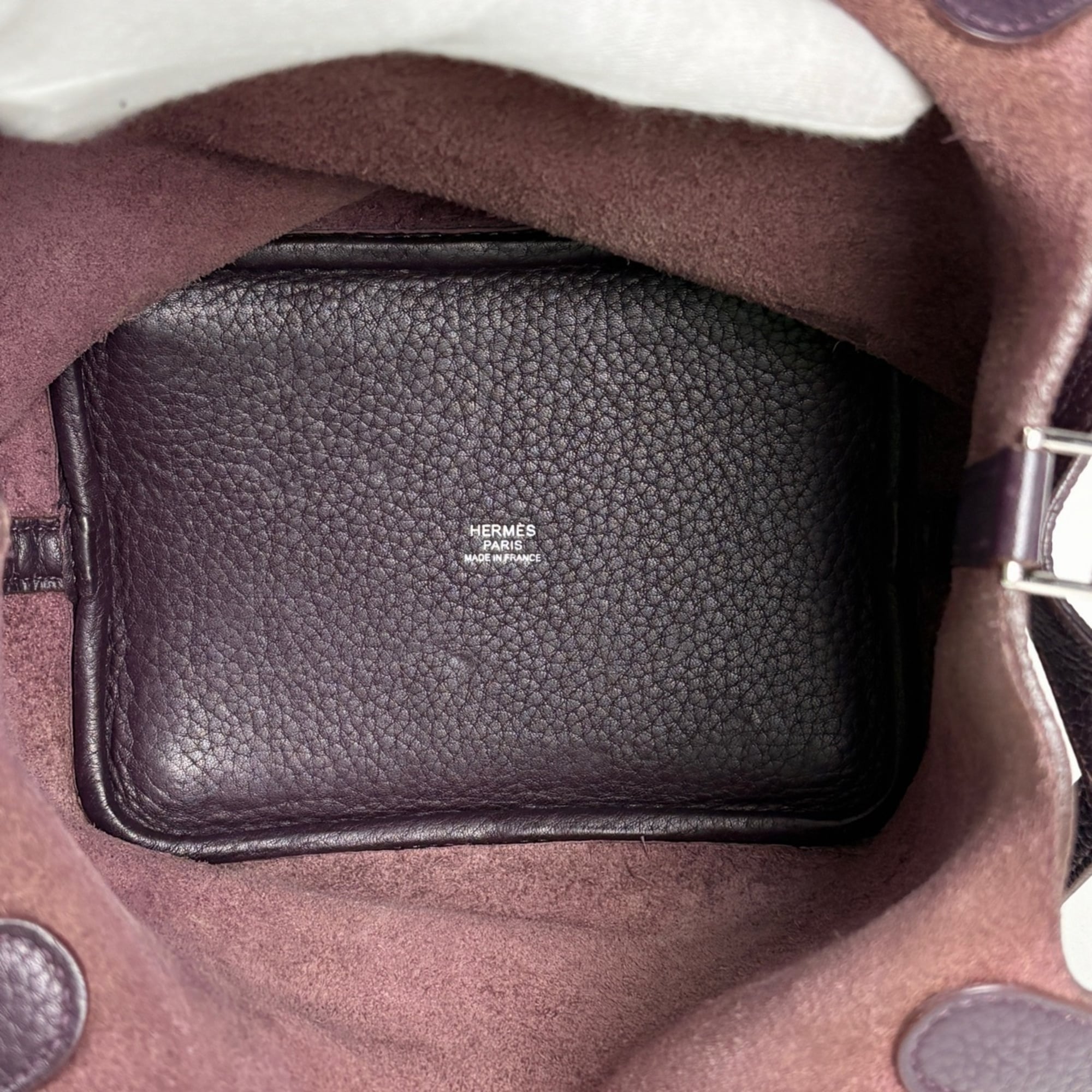 Hermes Raisin Taurillon Clemence Leather Handbag (Pre-Owned)
