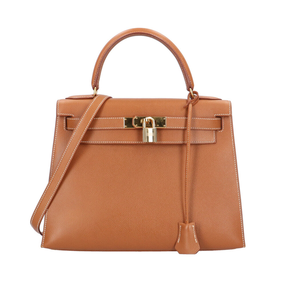 Hermes Brown Gold Courchevel Leather Shoulder Bag (Pre-Owned)