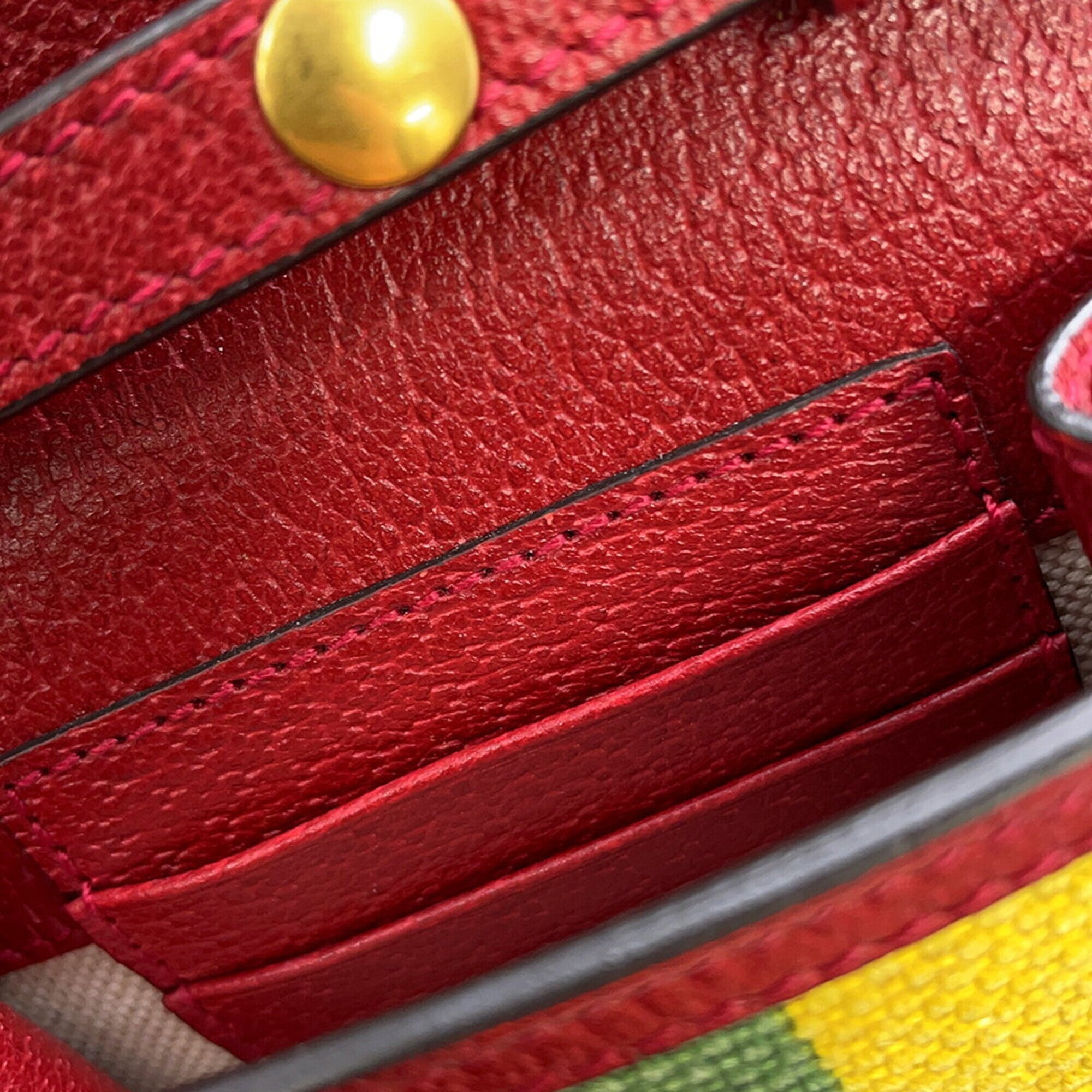 Gucci Multi-Color Canvas Leather Handbag Shoulder Bag (Pre-Owned)