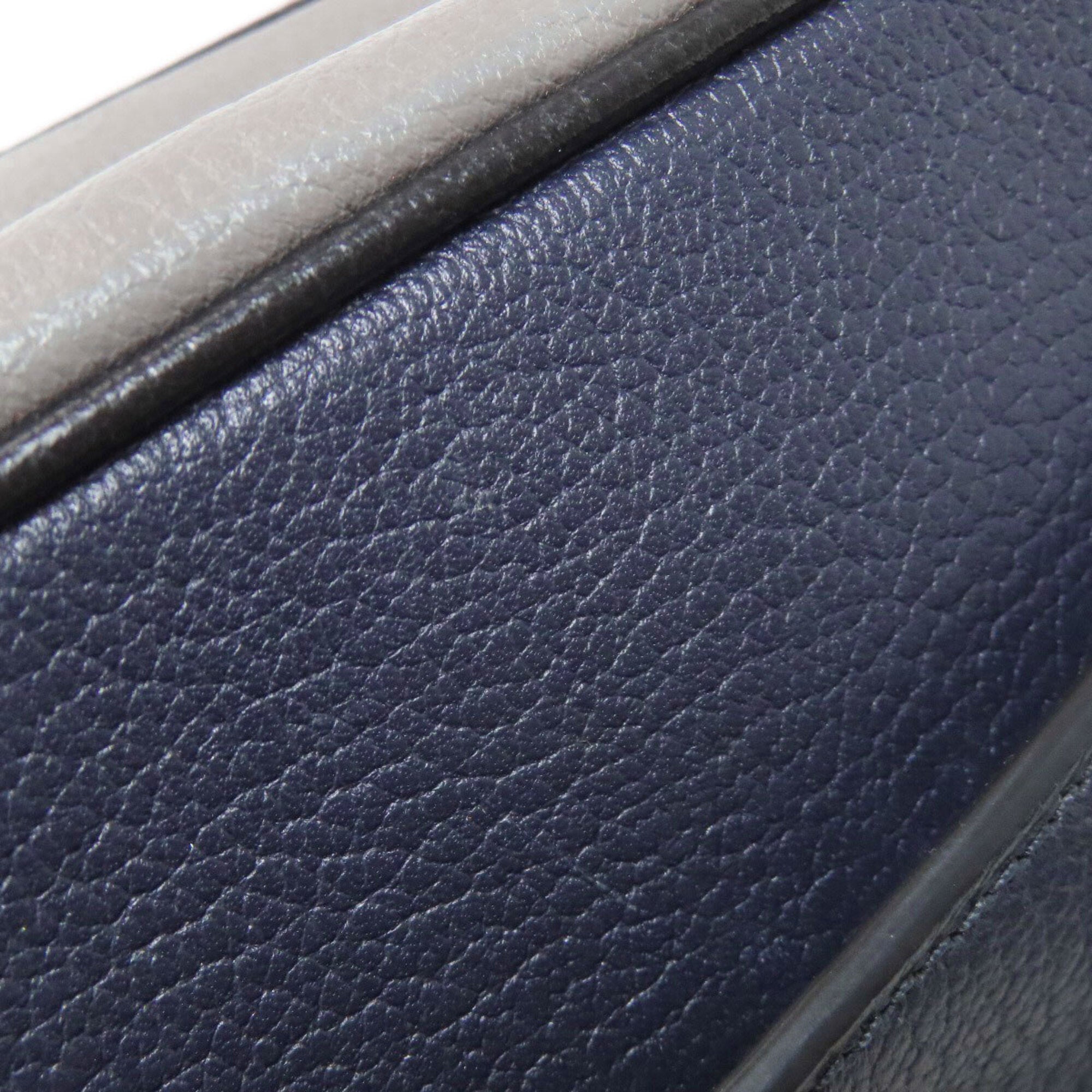 Coach Gray Navy Leather Shoulder Bag (Pre-Owned)