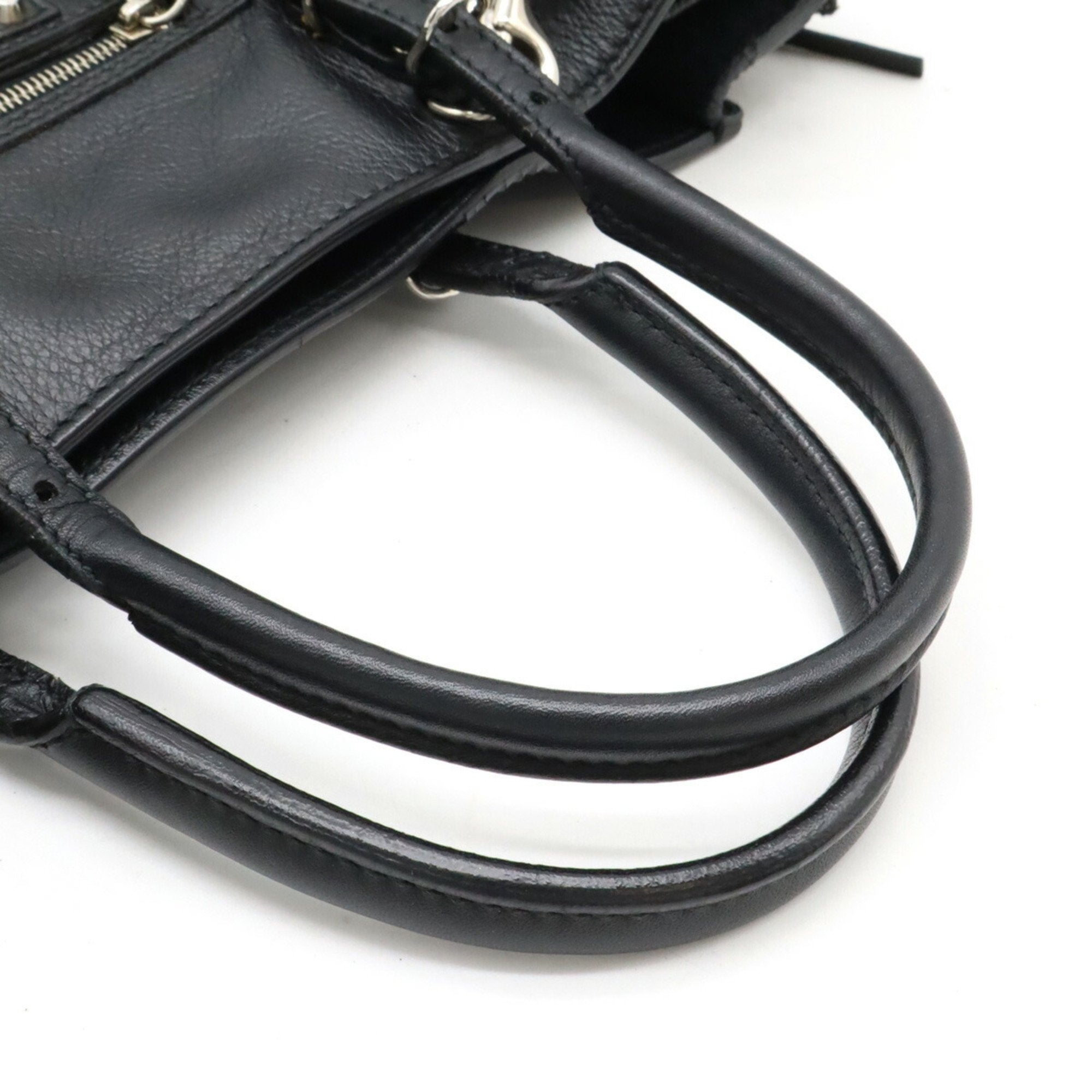 Balenciaga Black Leather Handbag Shoulder Bag Tote Bag (Pre-Owned)