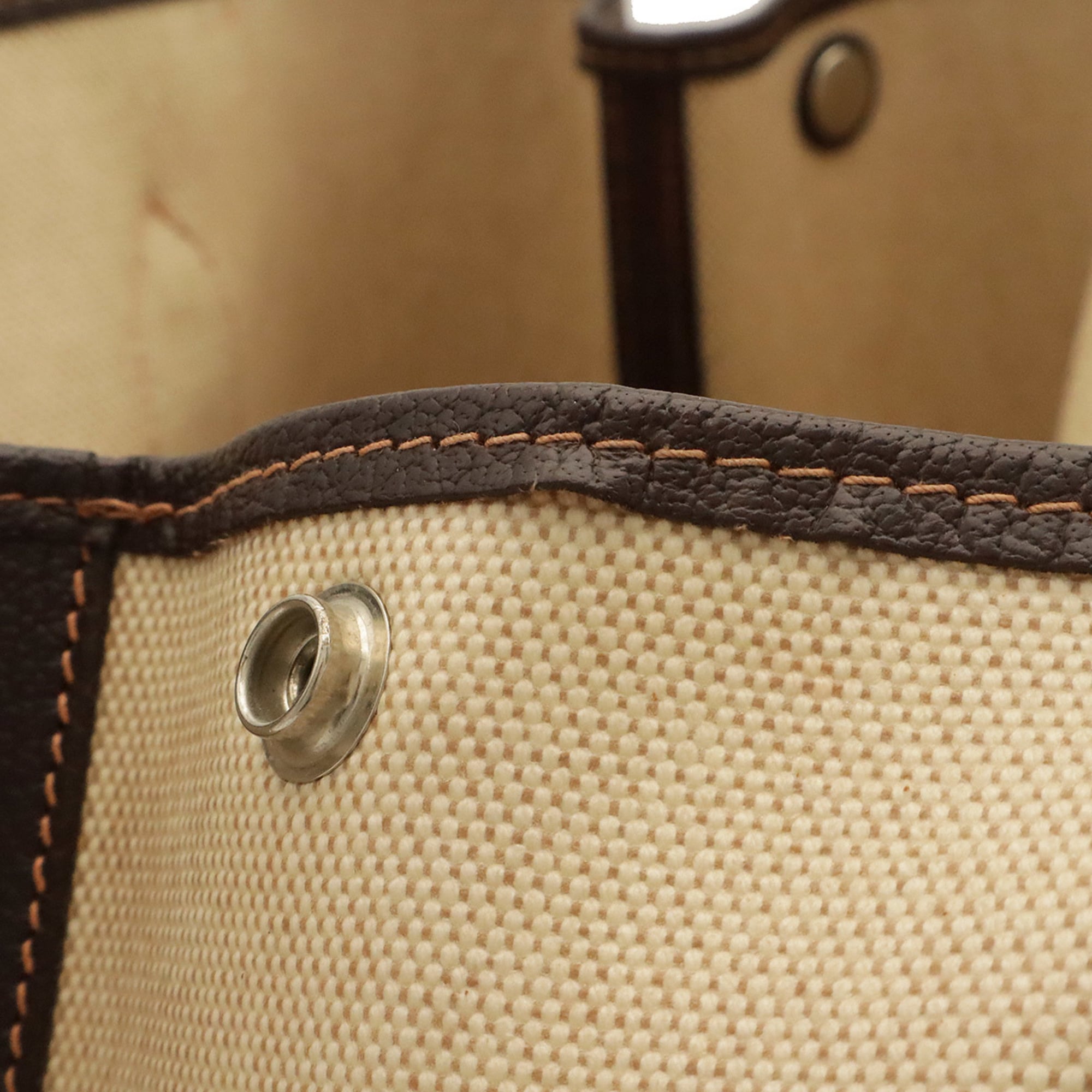 Hermes Brown Dark Brown Natural Toile H Shoulder Bag Tote Bag (Pre-Owned)