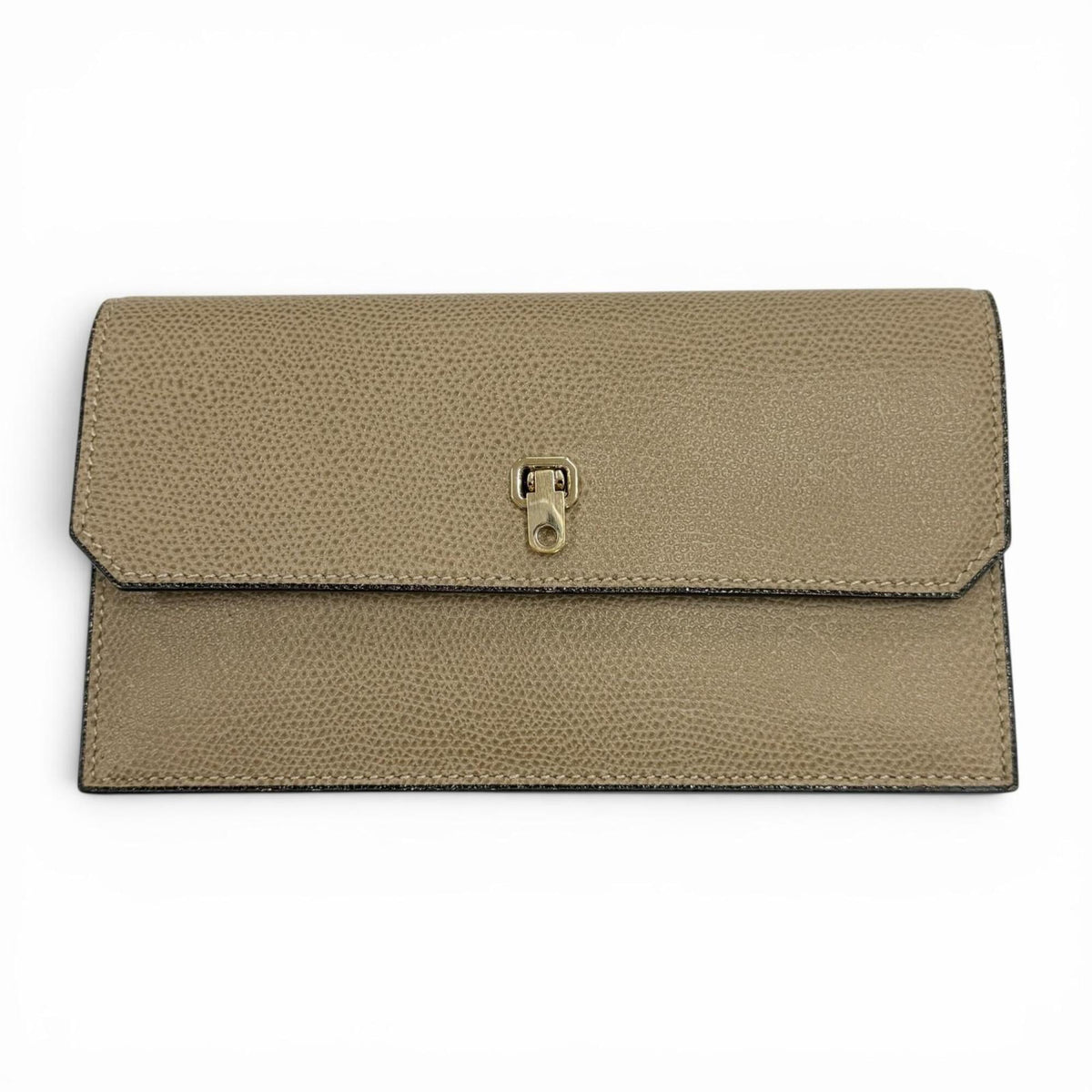 Valextra Grayish Leather Long Wallet (Bi-Fold) (Pre-Owned)