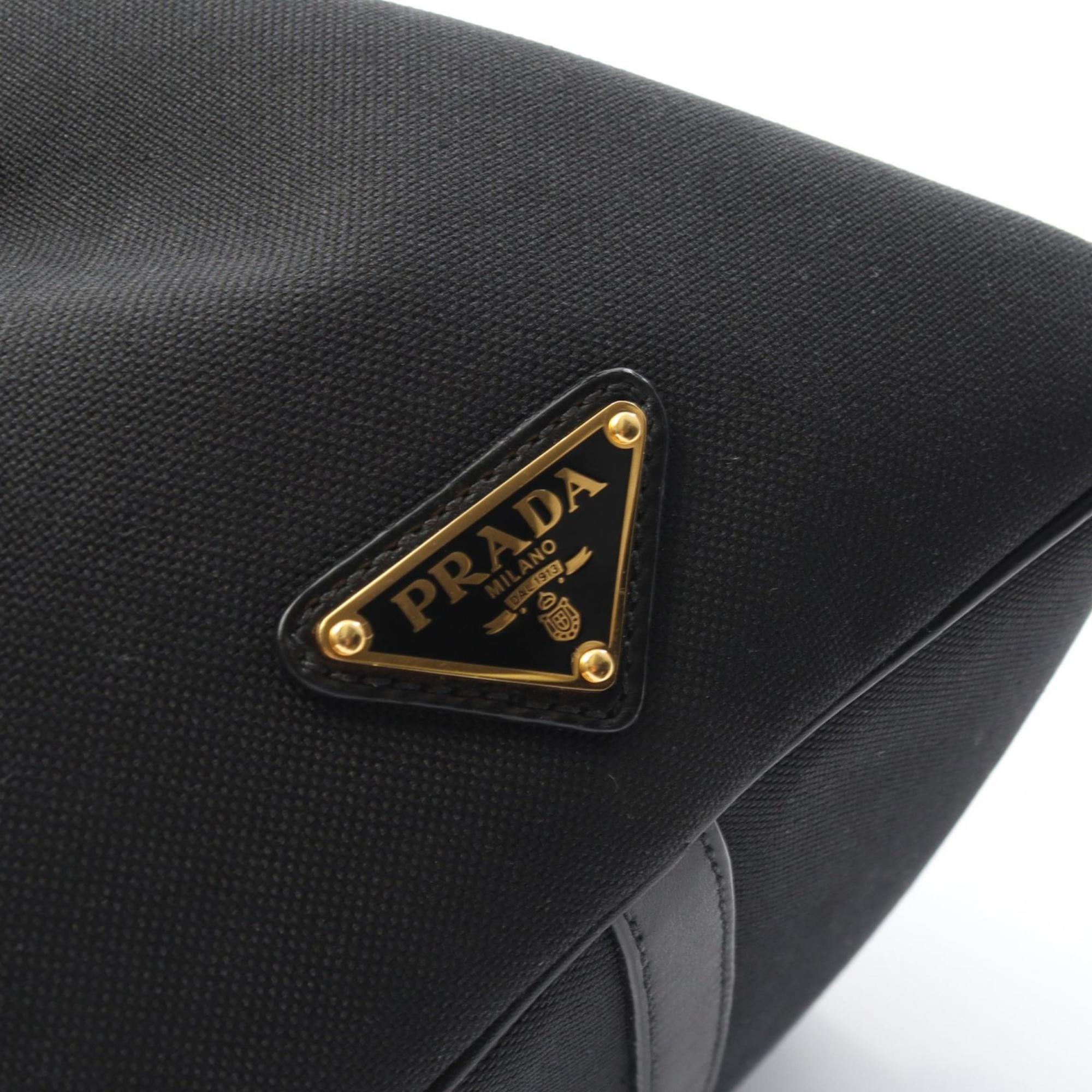 Prada Black Canvas Leather Handbag (Pre-Owned)