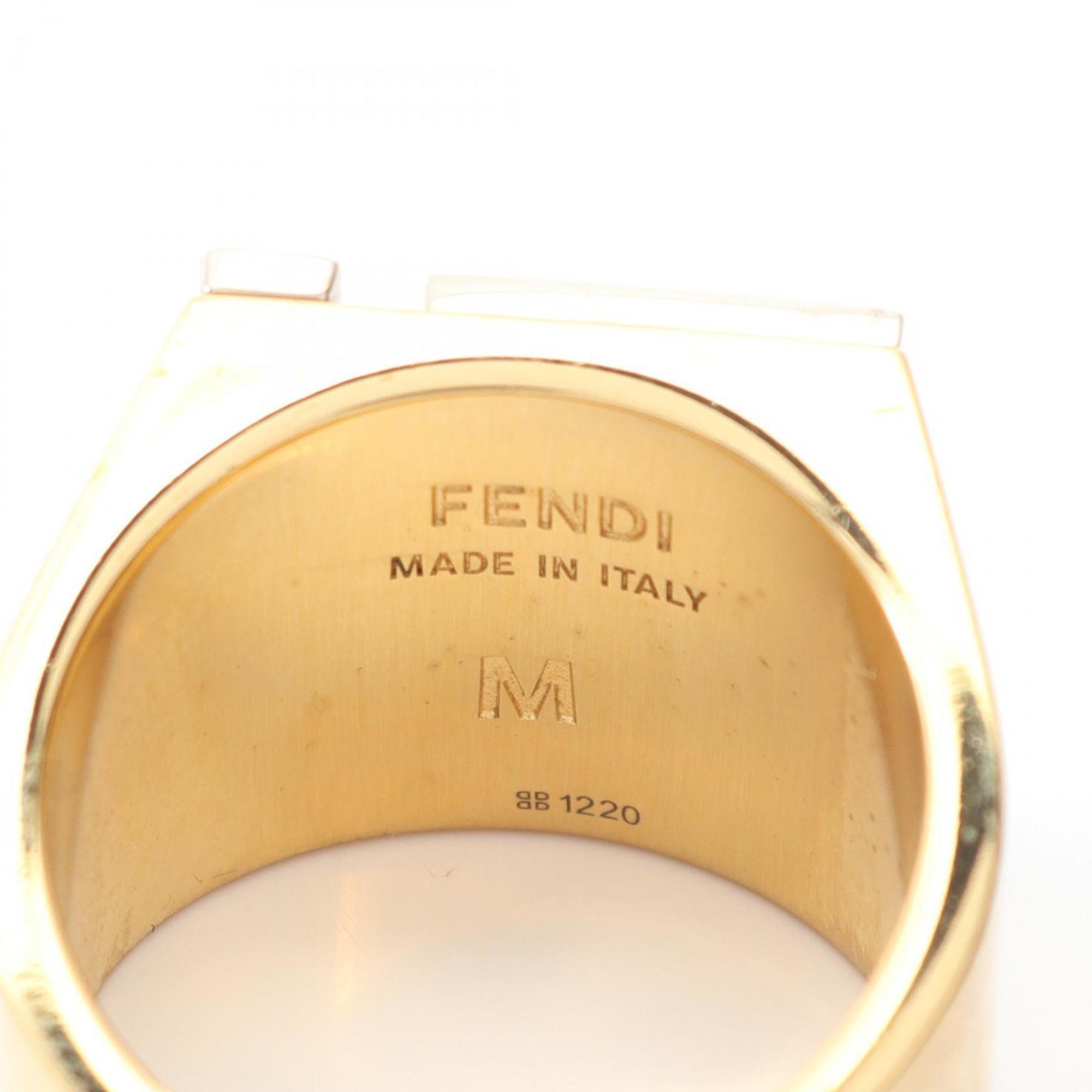 Fendi Gold Silver Gold Plating Band Ring (Pre-Owned)