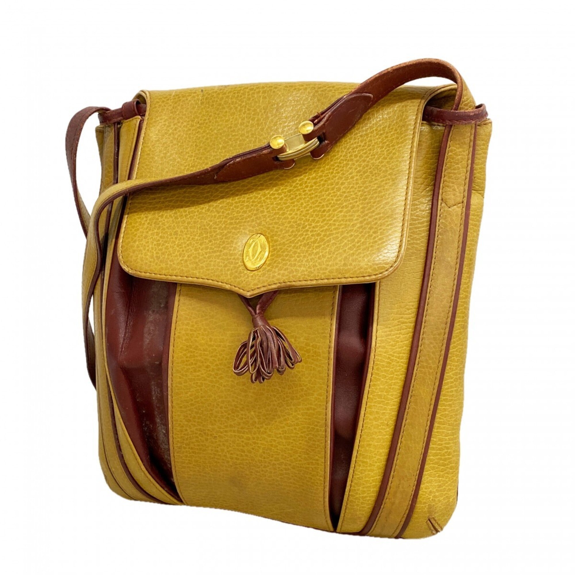 Cartier Bordeaux Brown Leather Shoulder Bag (Pre-Owned)