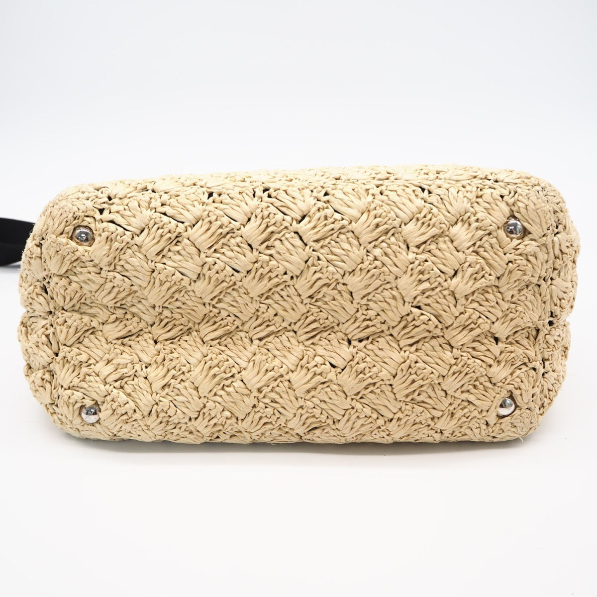 Prada Beige Multi-Color Raffia Handbag Shoulder Bag (Pre-Owned)