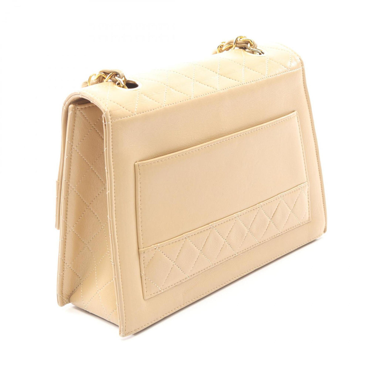 Chanel Matelasse Beige Leather Handbag Shoulder Bag (Pre-Owned)